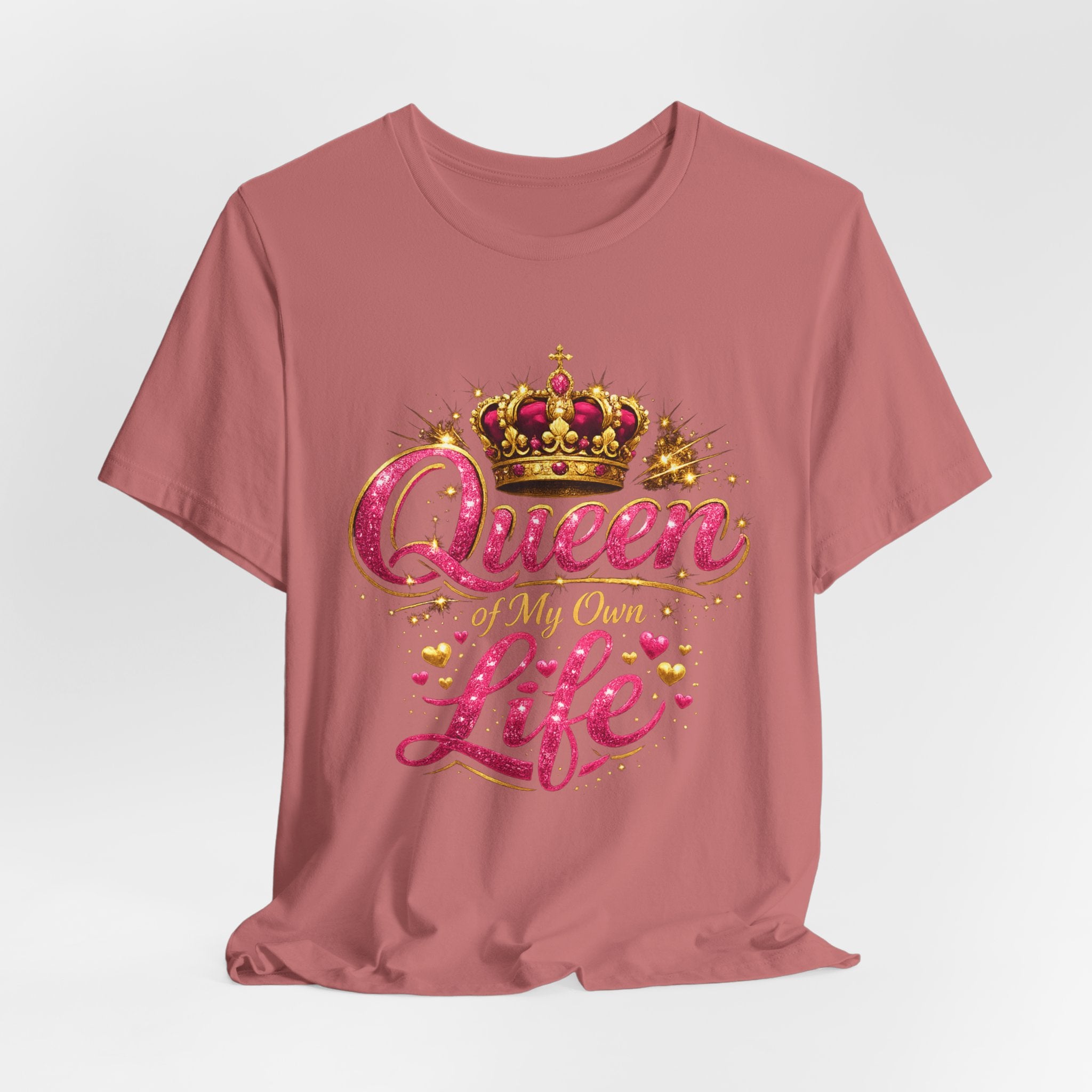 Queen of My Own Life T-Shirt | Crown Glitter Graphic Tee for Women