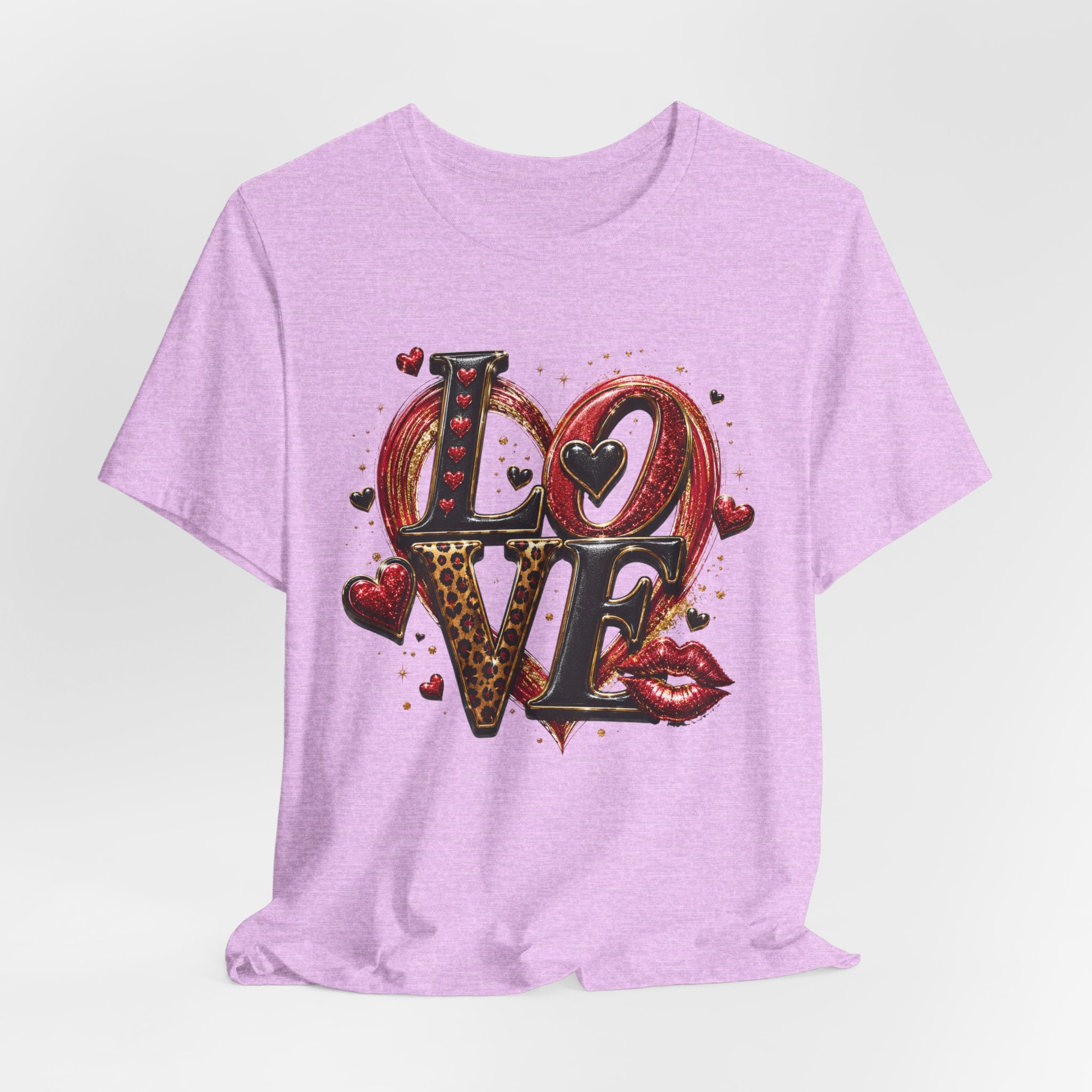 LOVE – Leopard Print & Glitter Valentine's Day T-Shirt