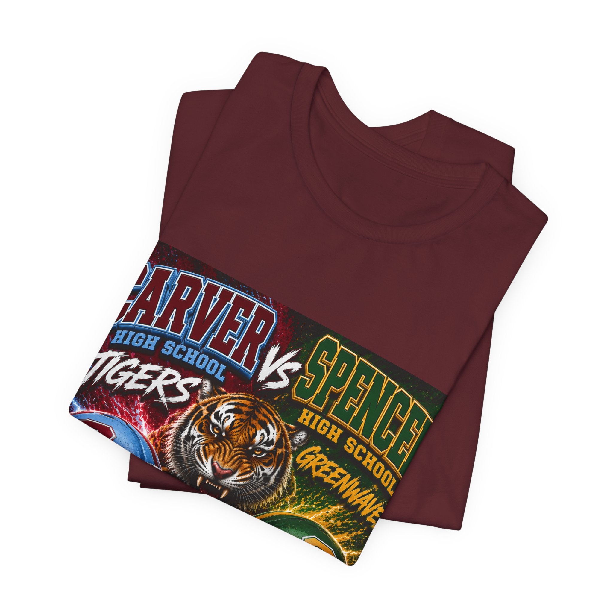 Carver vs Spencer High School Rivalry T-Shirt | Tigers vs Greenwaves Two Schools One Rivalry Tee