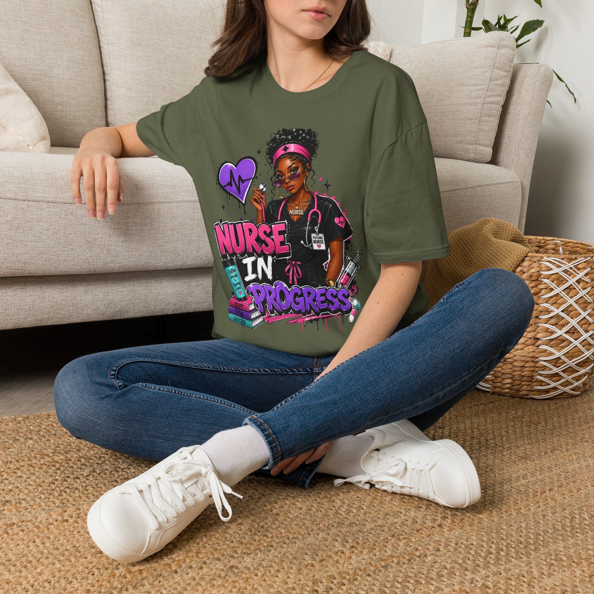 Nurse In Progress T-Shirt | Future Nurse Gift | Black Girl Nurse Graphic Tee