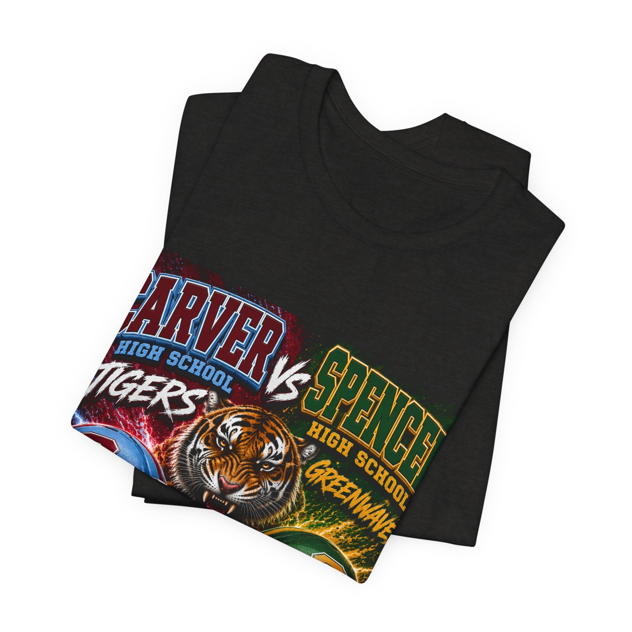 Carver vs Spencer High School Rivalry T-Shirt | Tigers vs Greenwaves Two Schools One Rivalry Tee