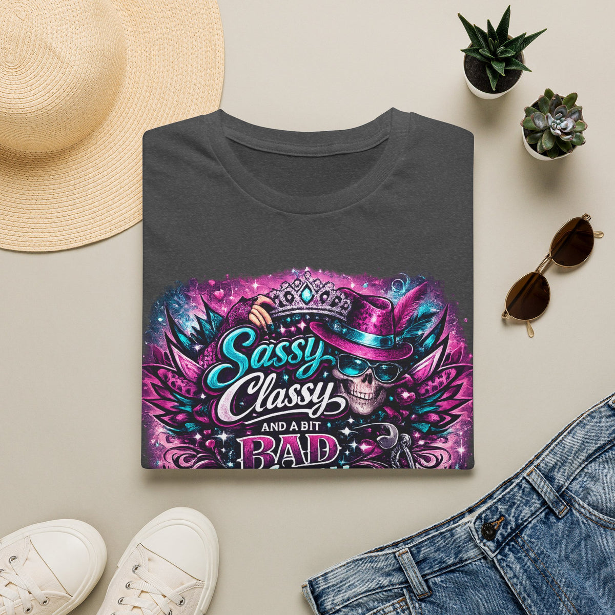 Sassy Classy And A Bit Bad Assey T-Shirt | Skeleton Queen Women's Graphic Tee