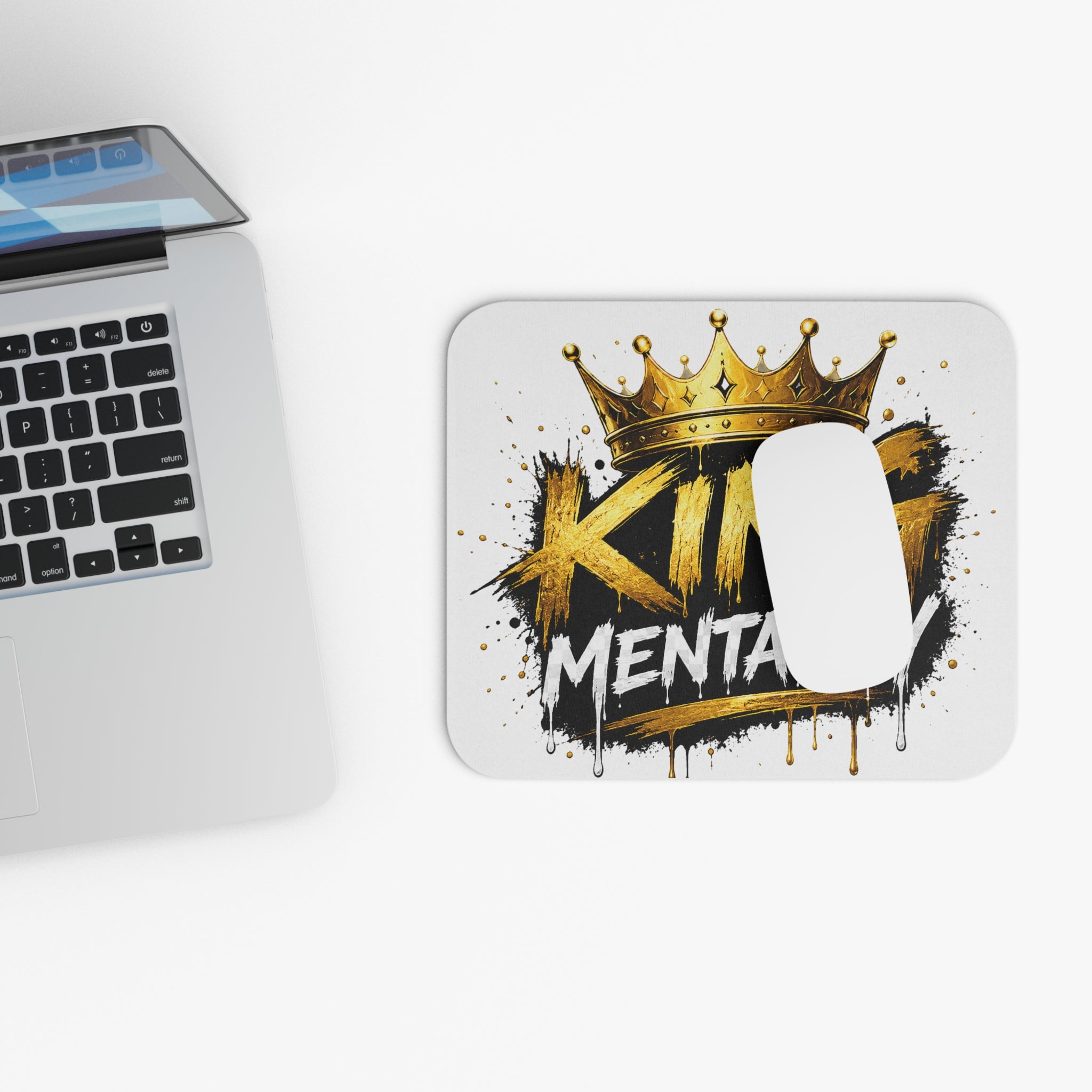 King Mentality Mouse Pad – Bold Gold Crown Graphic Desk Accessory