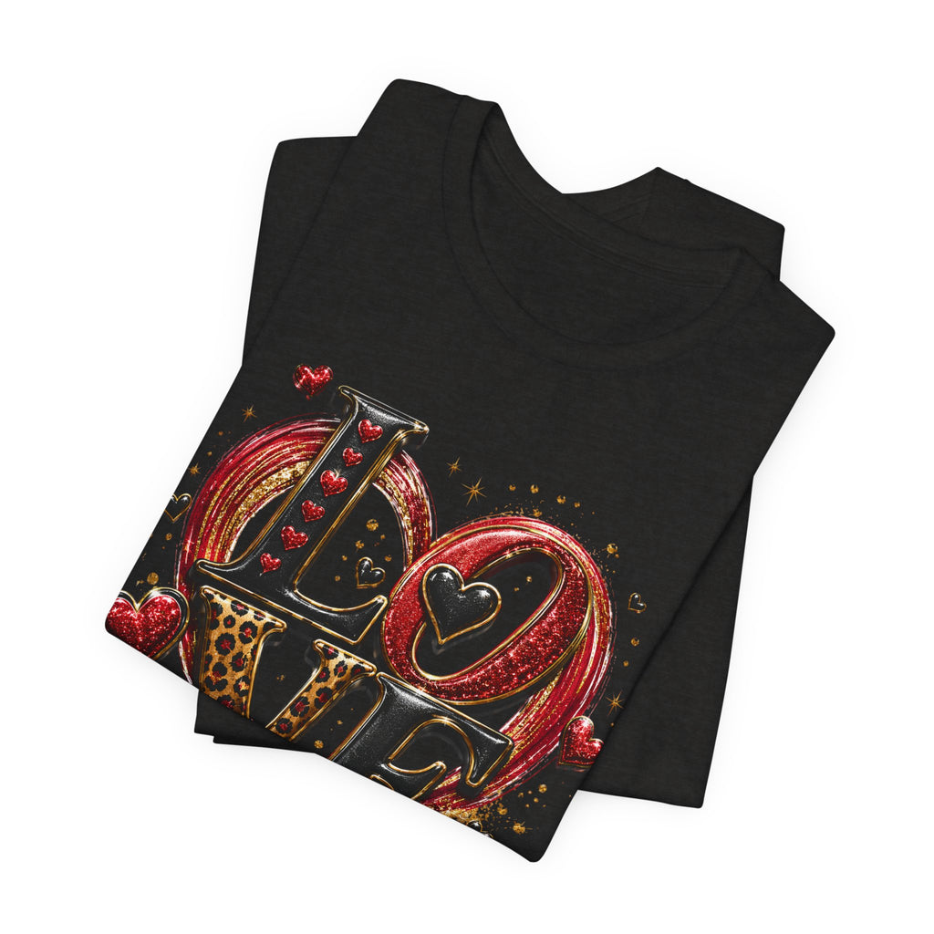 LOVE – Leopard Print & Glitter Valentine's Day T-Shirt
