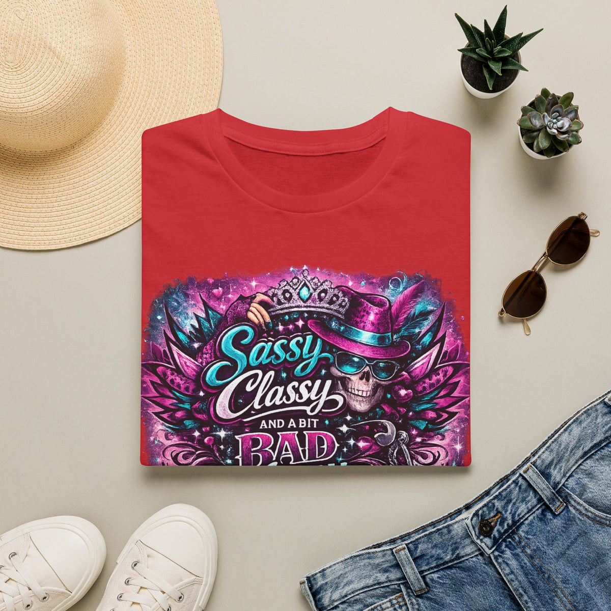 Sassy Classy And A Bit Bad Assey T-Shirt | Skeleton Queen Women's Graphic Tee