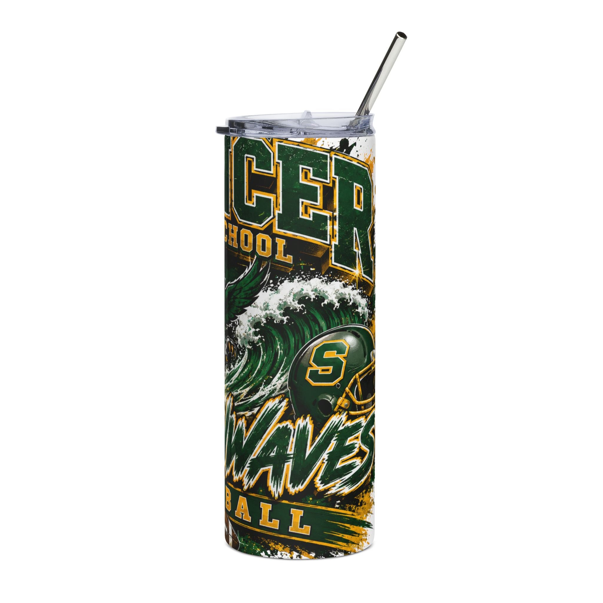 Spencer High School Greenwaves 20oz Stainless Steel Tumbler – Football Spirit