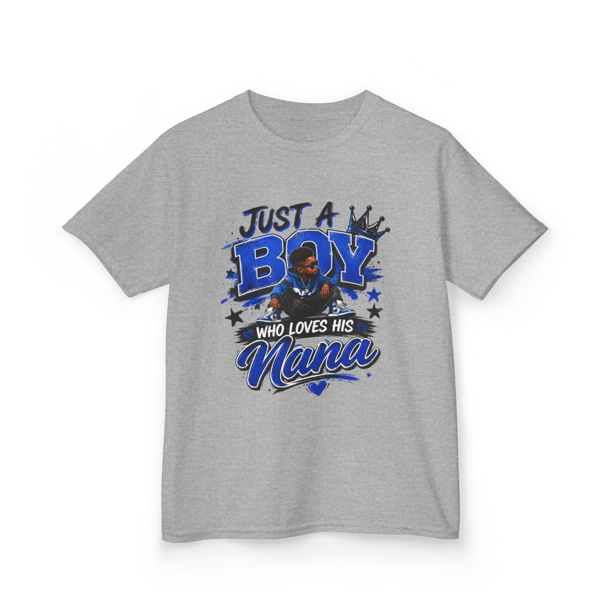 Just a Boy Who Loves His Nana T-Shirt | Hip Hop Kids Graphic Tee | Nana Gift Shirt for Boys