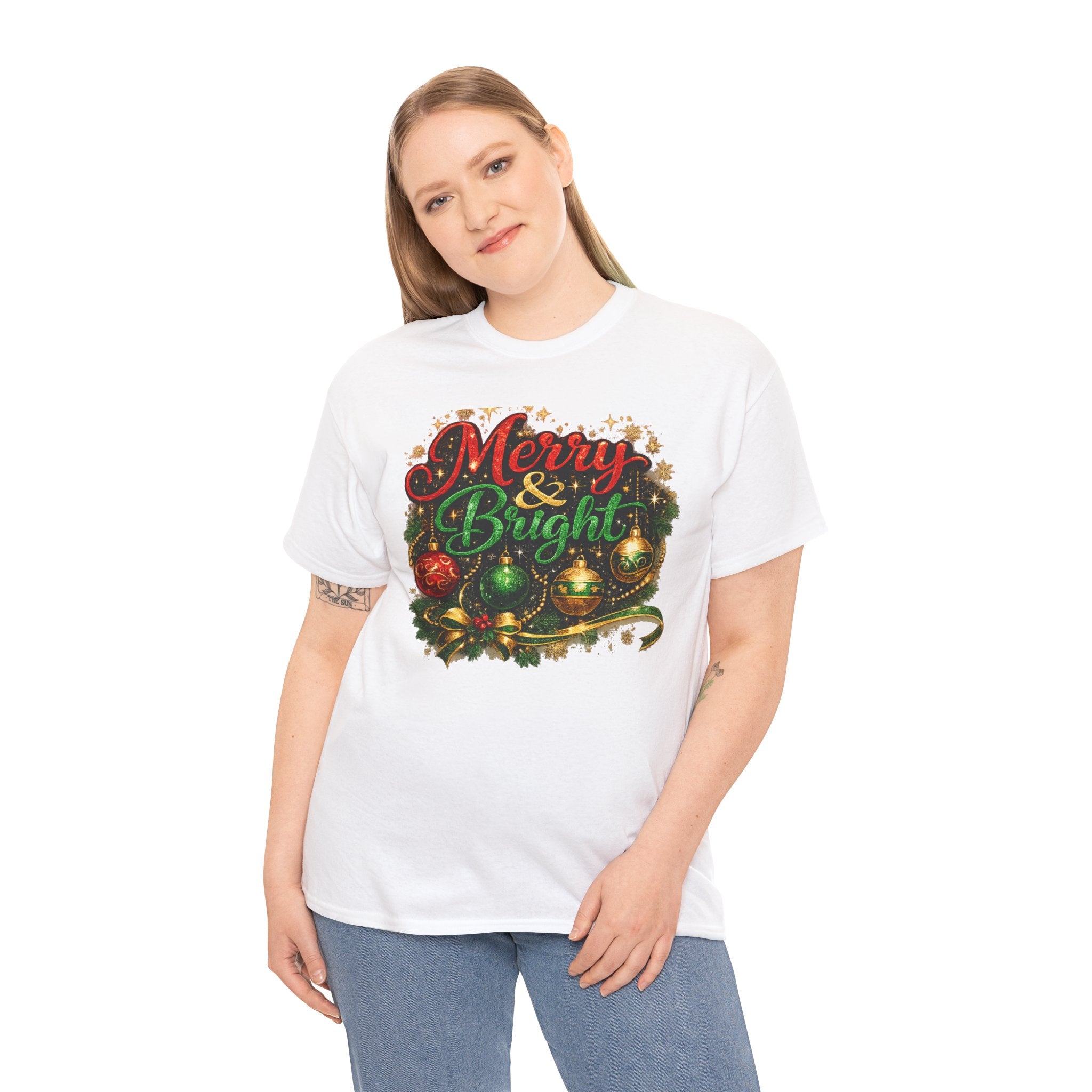 Merry and Bright Christmas Shirt – Glitter Holiday Tee | Classic Christmas Gift