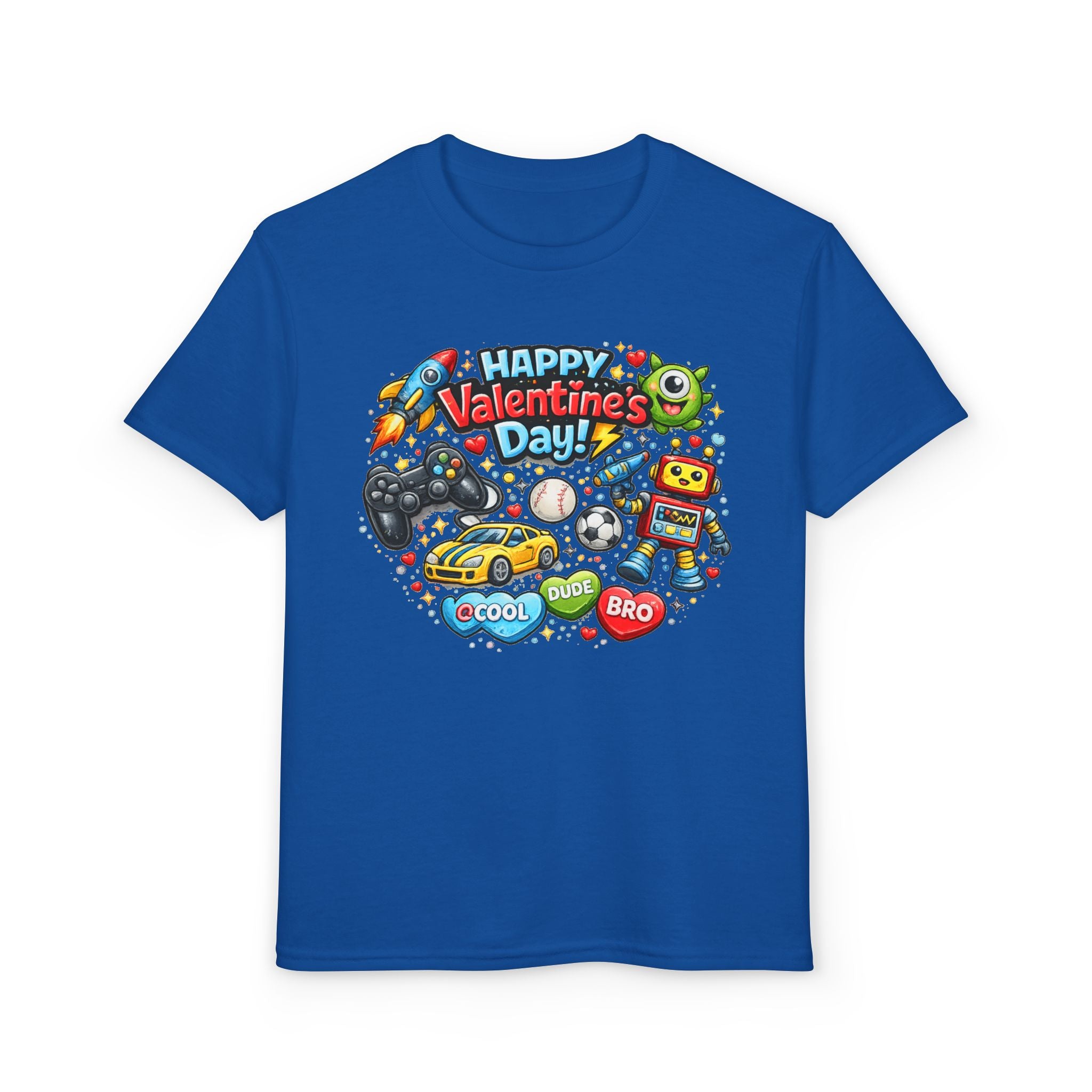 Happy Valentine's Day Cool Dude Bro Youth T-Shirt – Boys Gamer Robot Tee