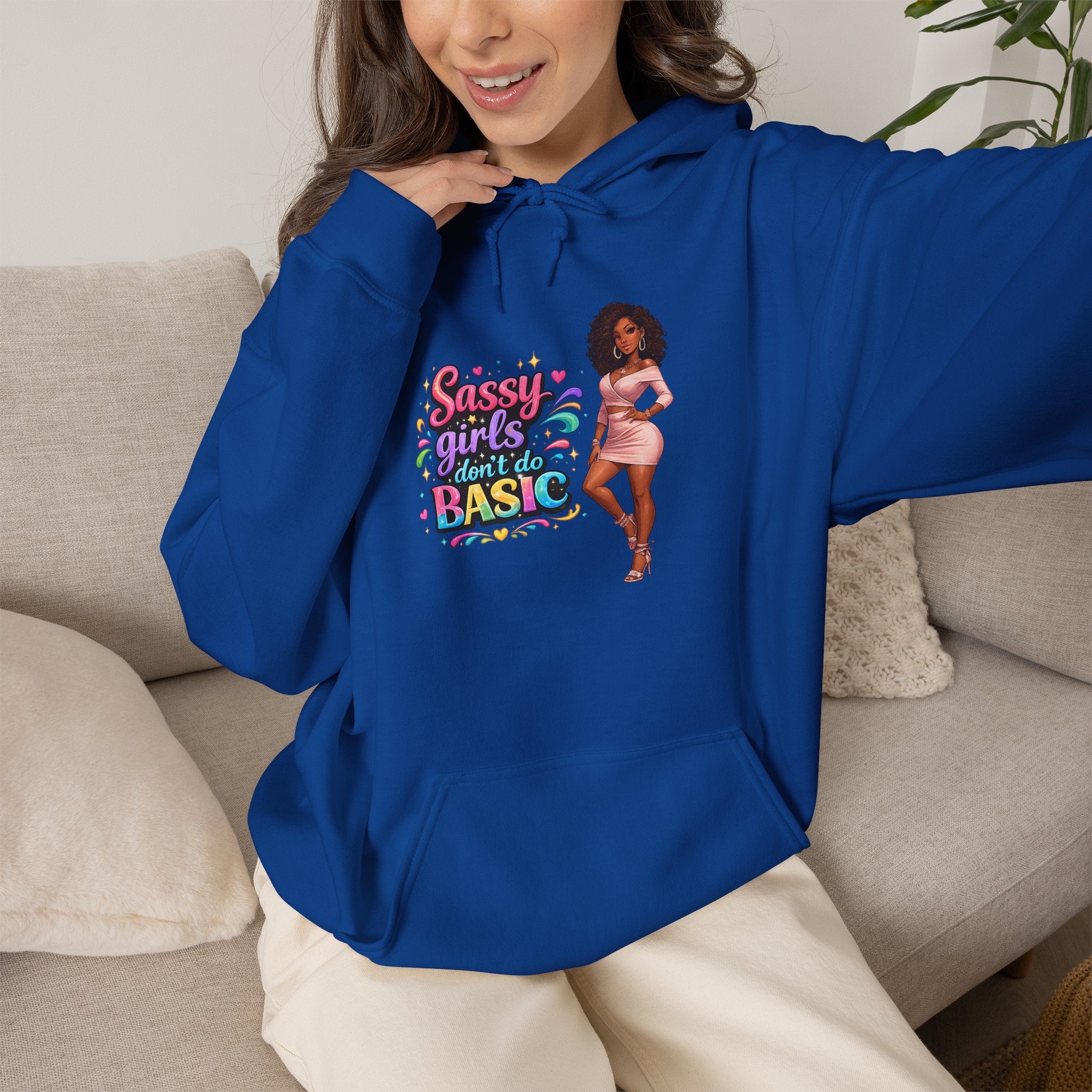 Sassy Girl Isn’t Basic Hoodie – Cute Afro Girl Graphic Sweatshirt