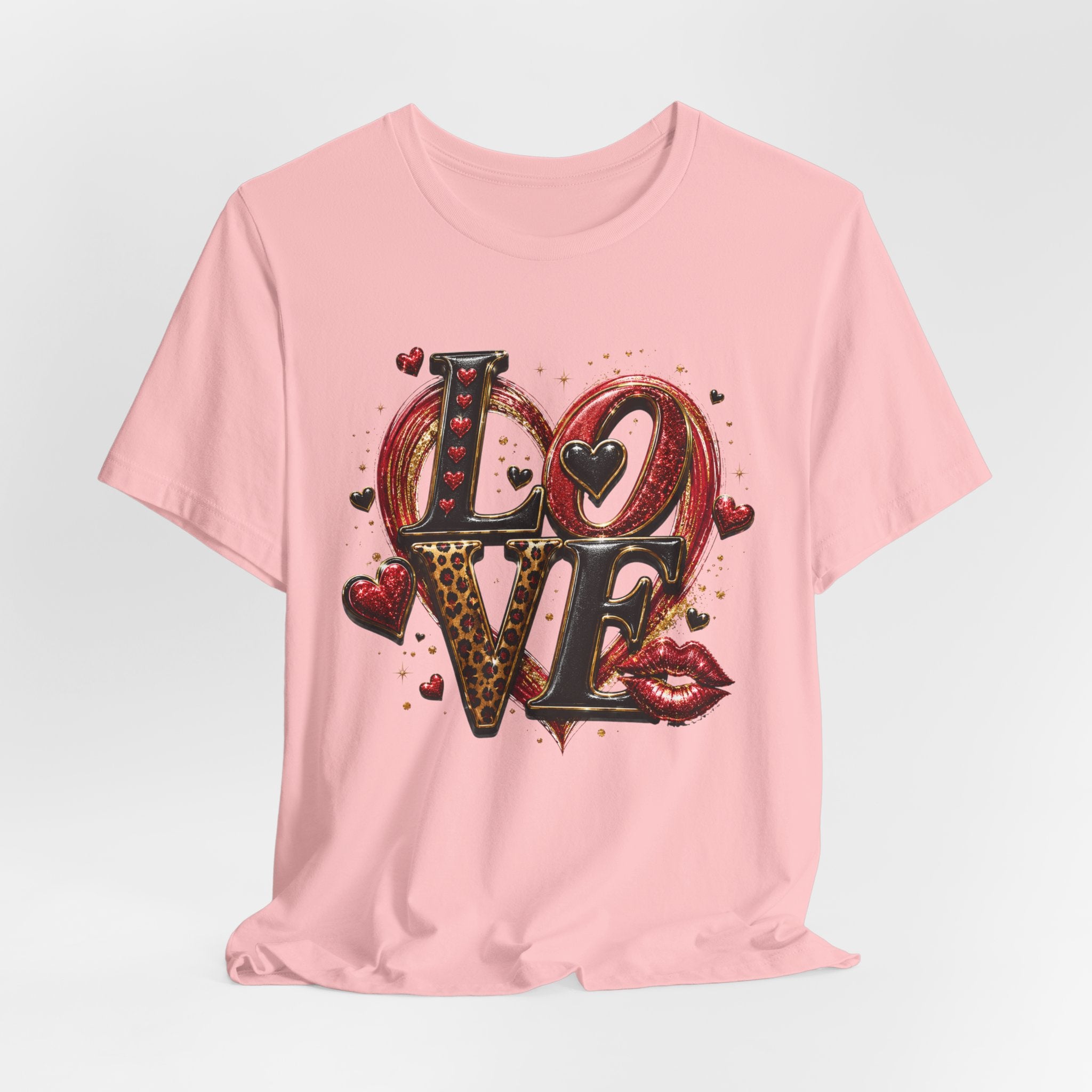 LOVE – Leopard Print & Glitter Valentine's Day T-Shirt