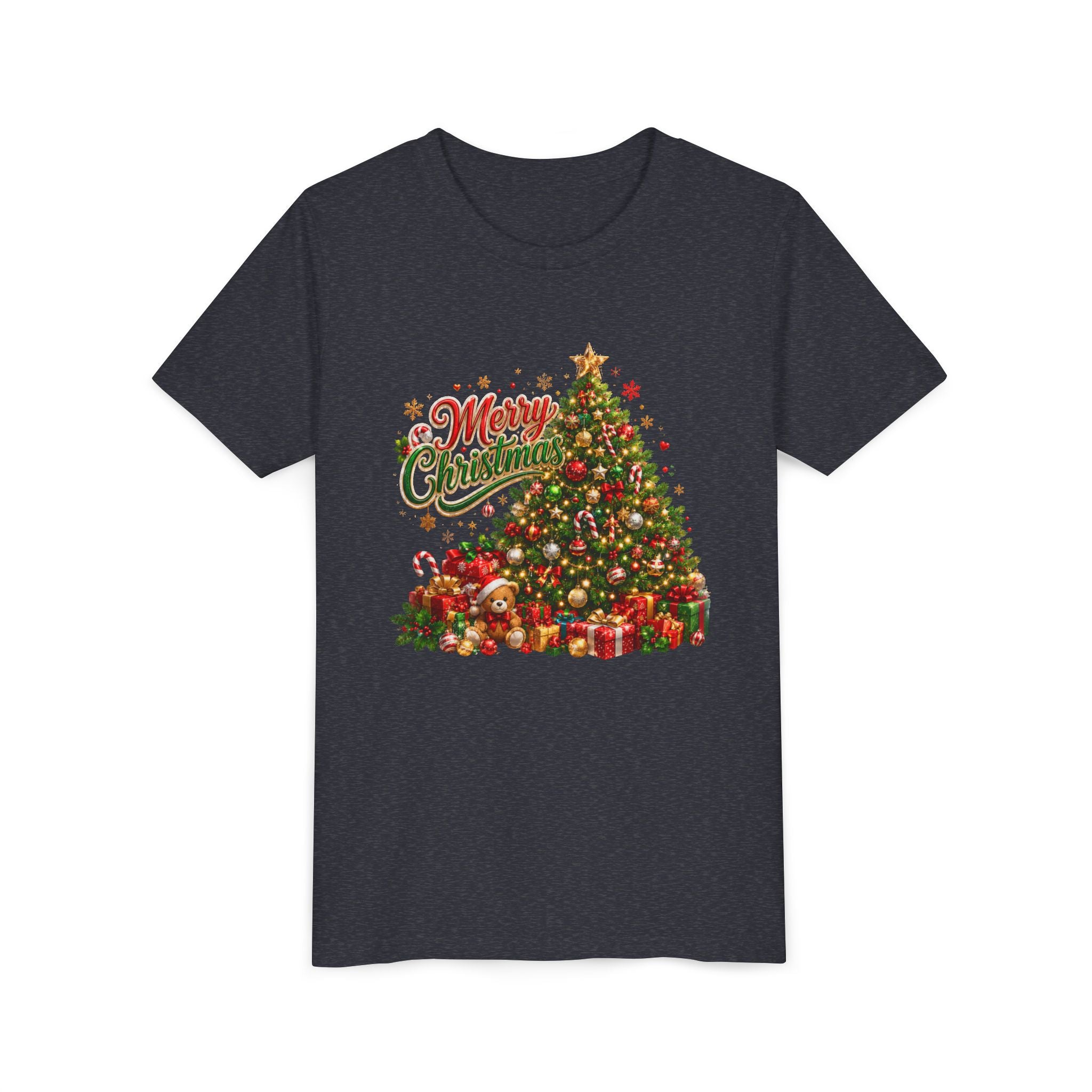 Merry Christmas Tree Shirt – Classic Holiday Tee | Christmas Gift for Kids and Famil