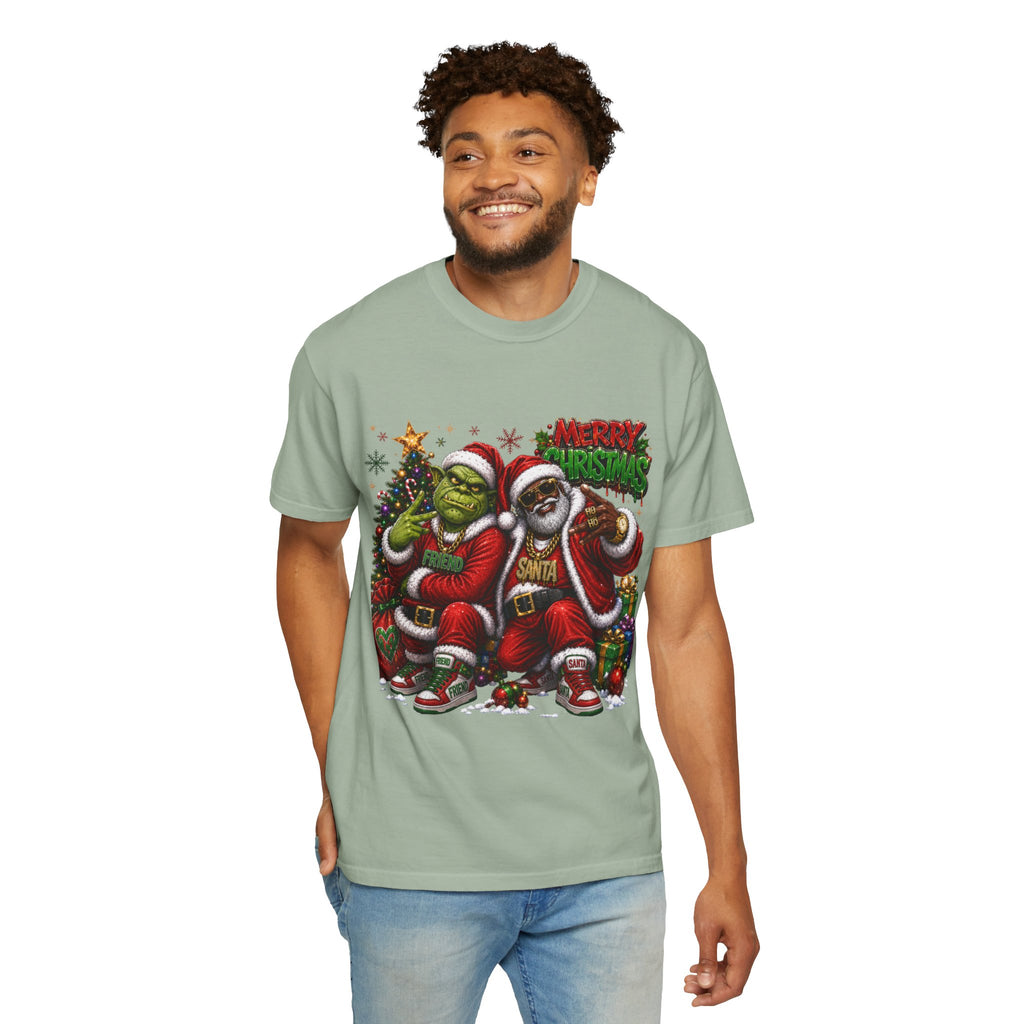Santa and Friend Merry Christmas Shirt – Hip Hop Holiday Tee | Funny Christmas Gift