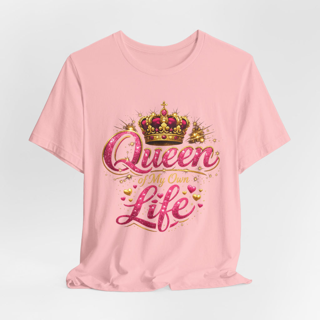 Queen of My Own Life T-Shirt | Crown Glitter Graphic Tee for Women