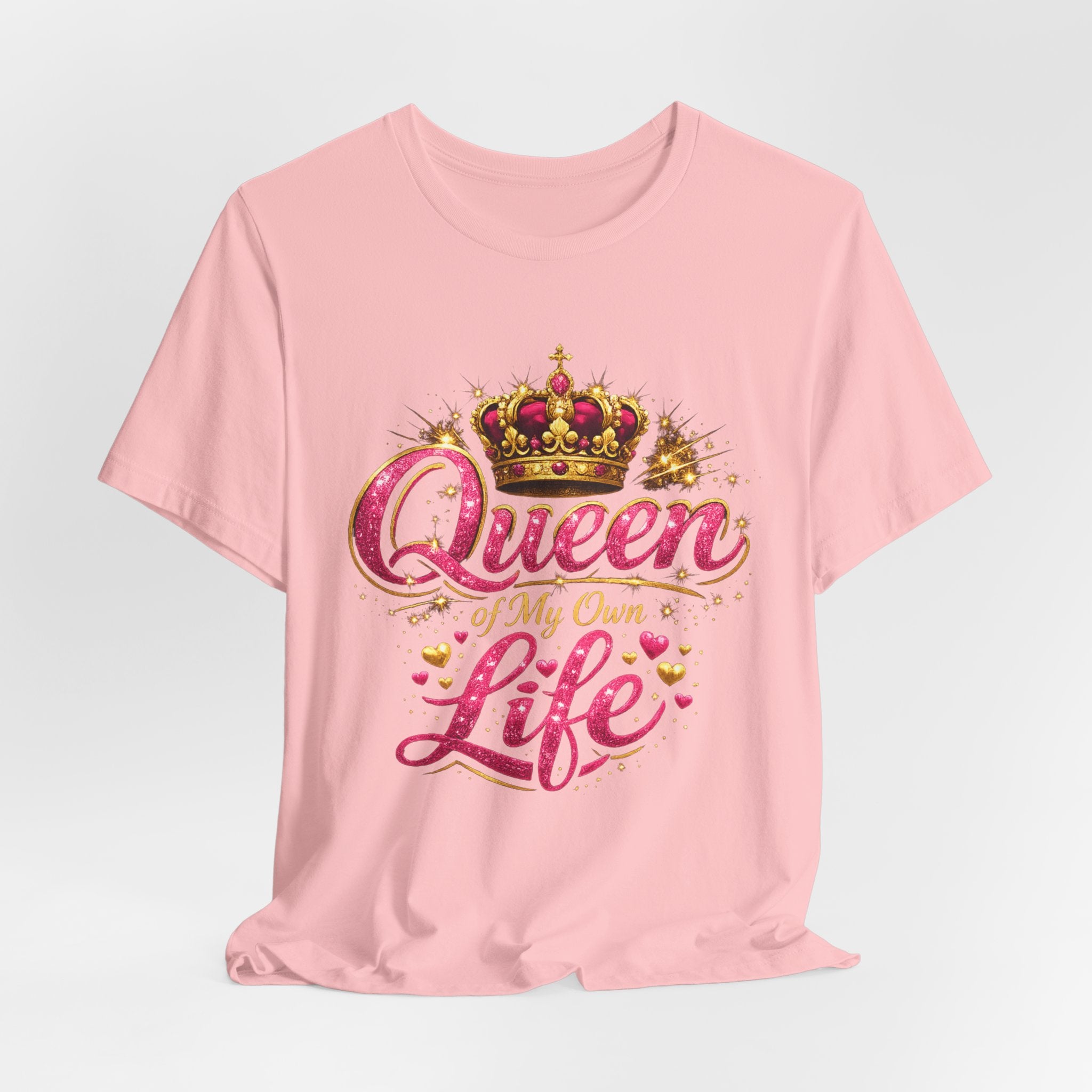 Queen of My Own Life T-Shirt | Crown Glitter Graphic Tee for Women