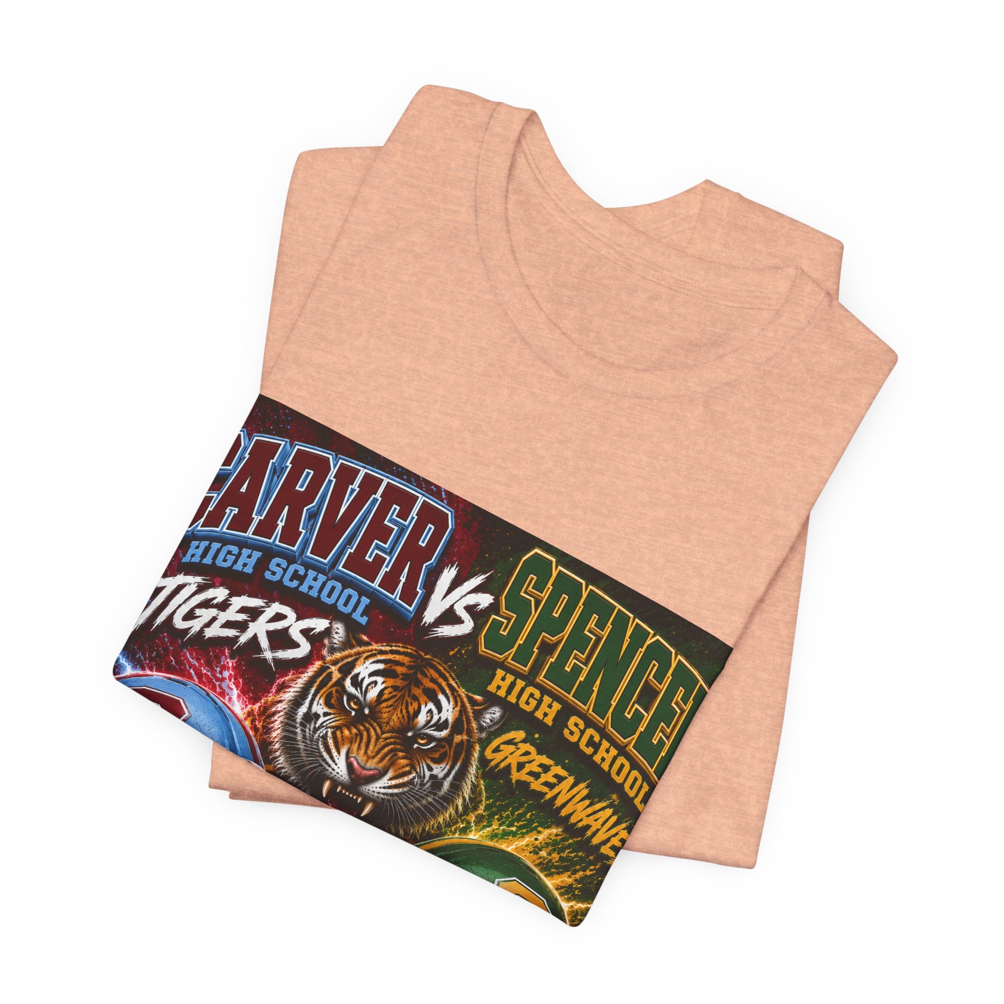 Carver vs Spencer High School Rivalry T-Shirt | Tigers vs Greenwaves Two Schools One Rivalry Tee