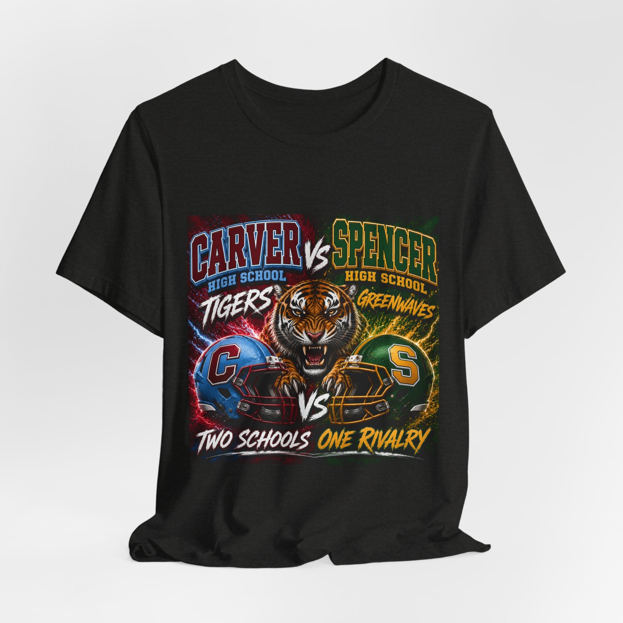 Carver vs Spencer High School Rivalry T-Shirt | Tigers vs Greenwaves Two Schools One Rivalry Tee