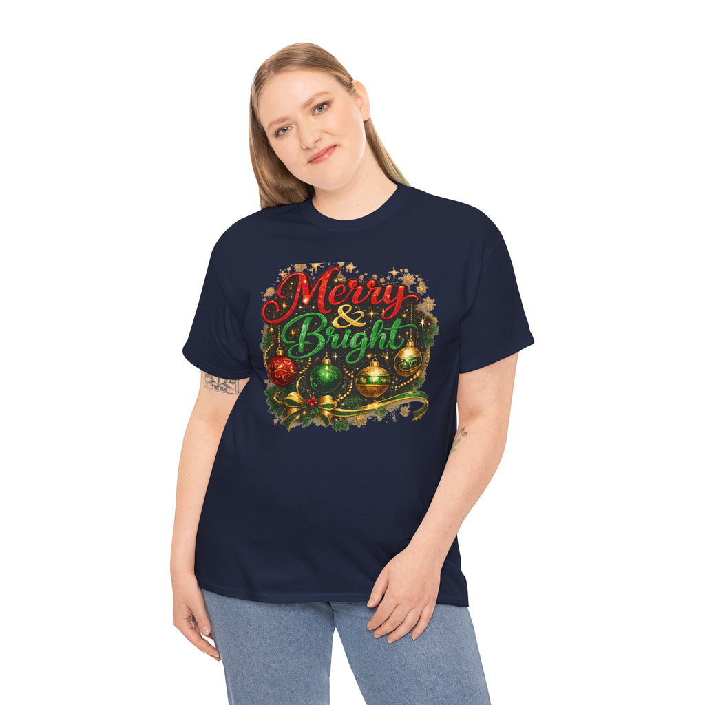 Merry and Bright Christmas Shirt – Glitter Holiday Tee | Classic Christmas Gift