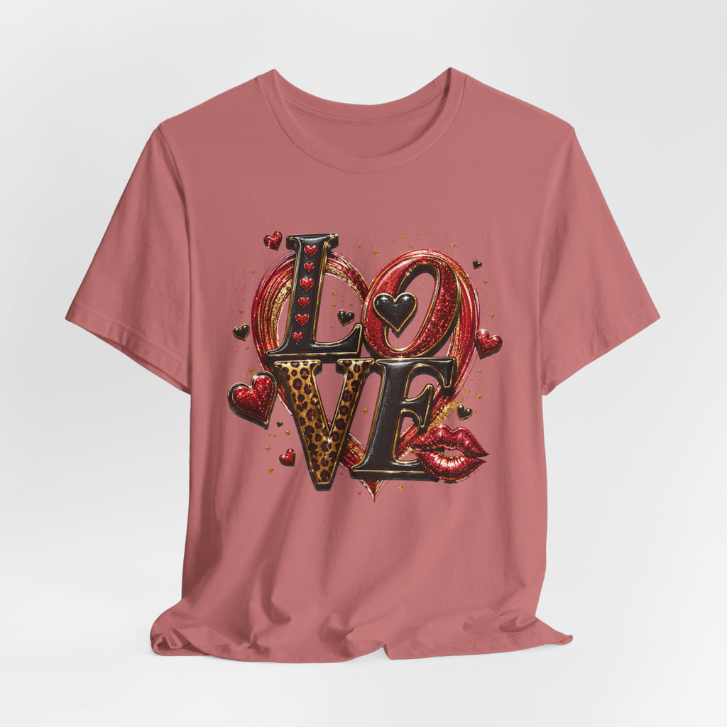LOVE – Leopard Print & Glitter Valentine's Day T-Shirt