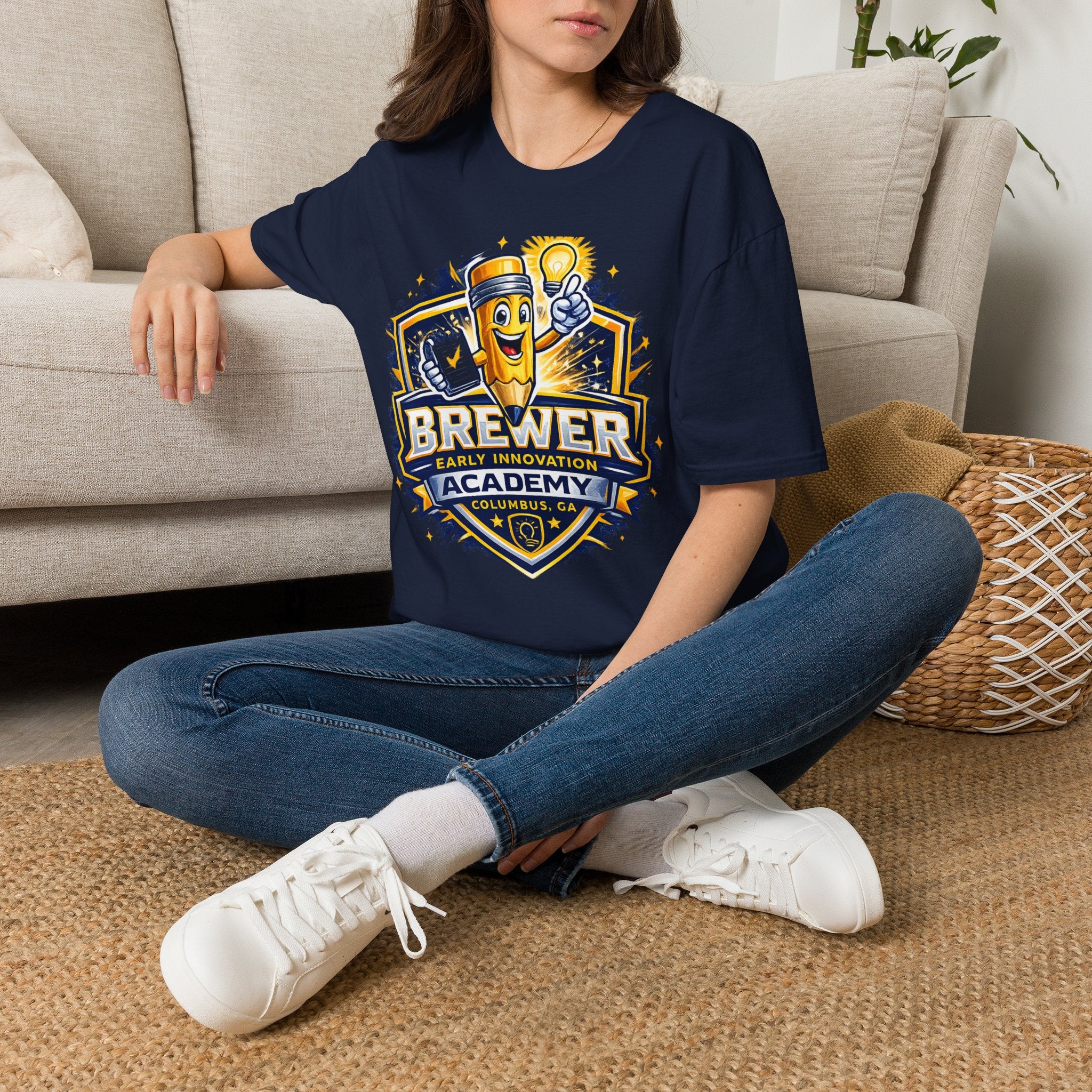 Brewer Early Innovation Academy T-Shirt | Columbus GA School Spirit Tee | BEIA Pencil Mascot Graphic Tee
