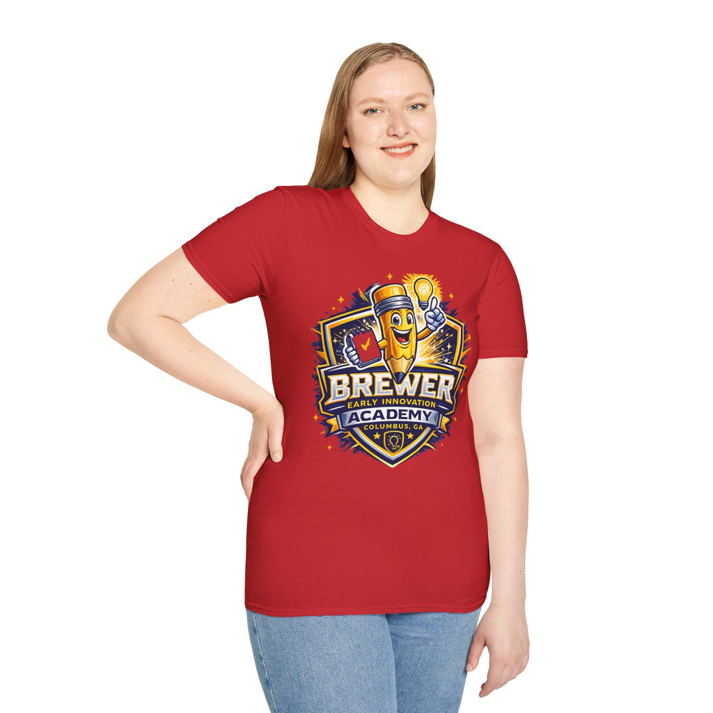 Brewer Early Innovation Academy T-Shirt | Columbus GA School Spirit Tee | BEIA Pencil Mascot Graphic Tee
