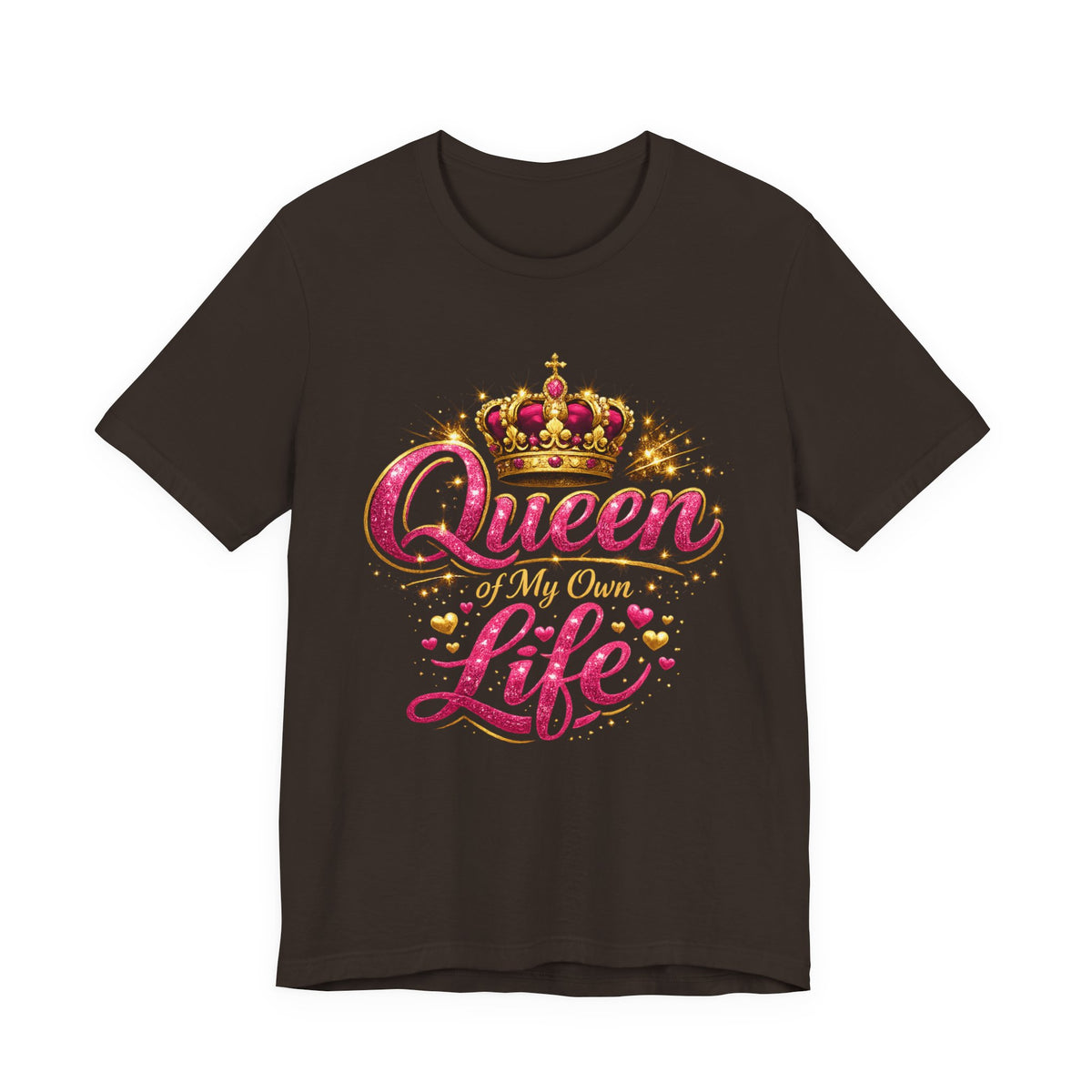 Queen of My Own Life T-Shirt | Crown Glitter Graphic Tee for Women