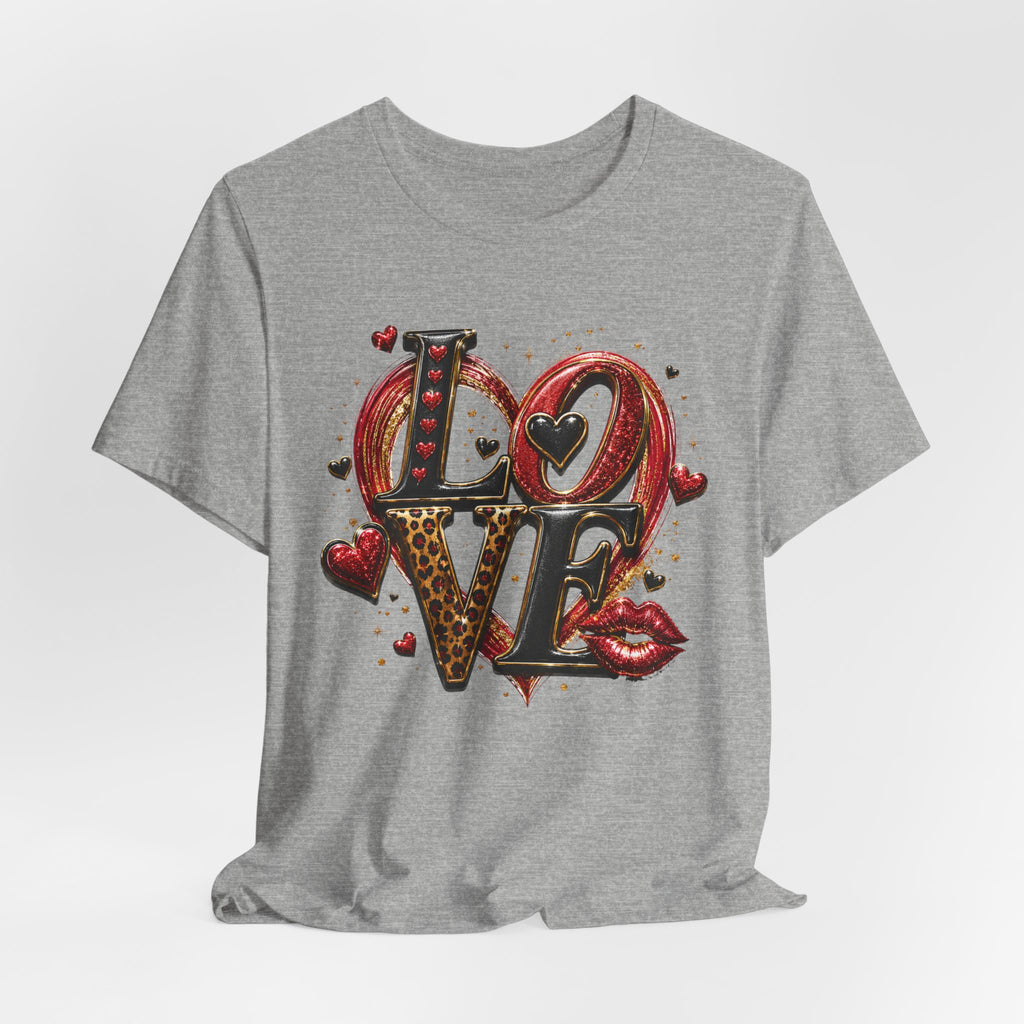 LOVE – Leopard Print & Glitter Valentine's Day T-Shirt