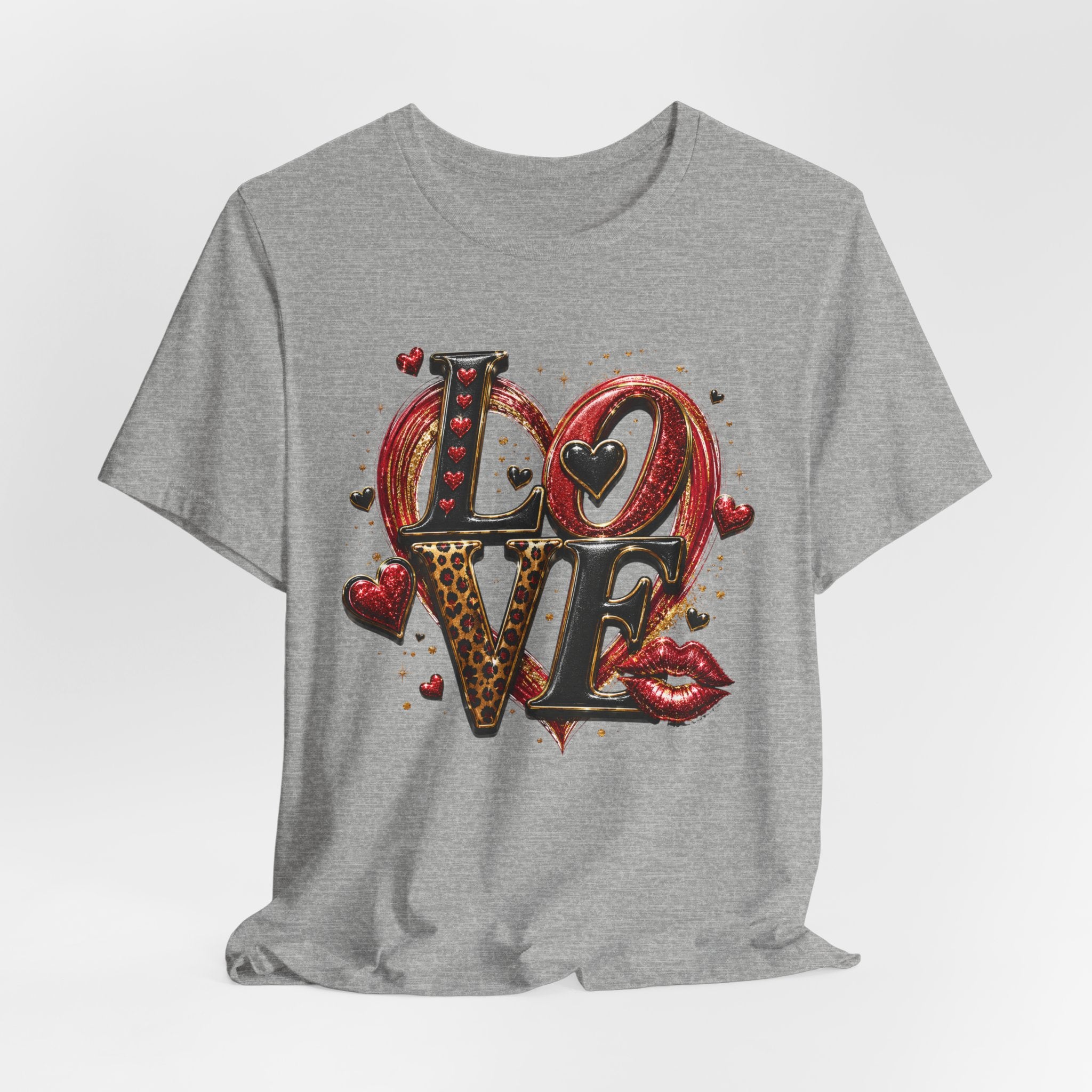 LOVE – Leopard Print & Glitter Valentine's Day T-Shirt