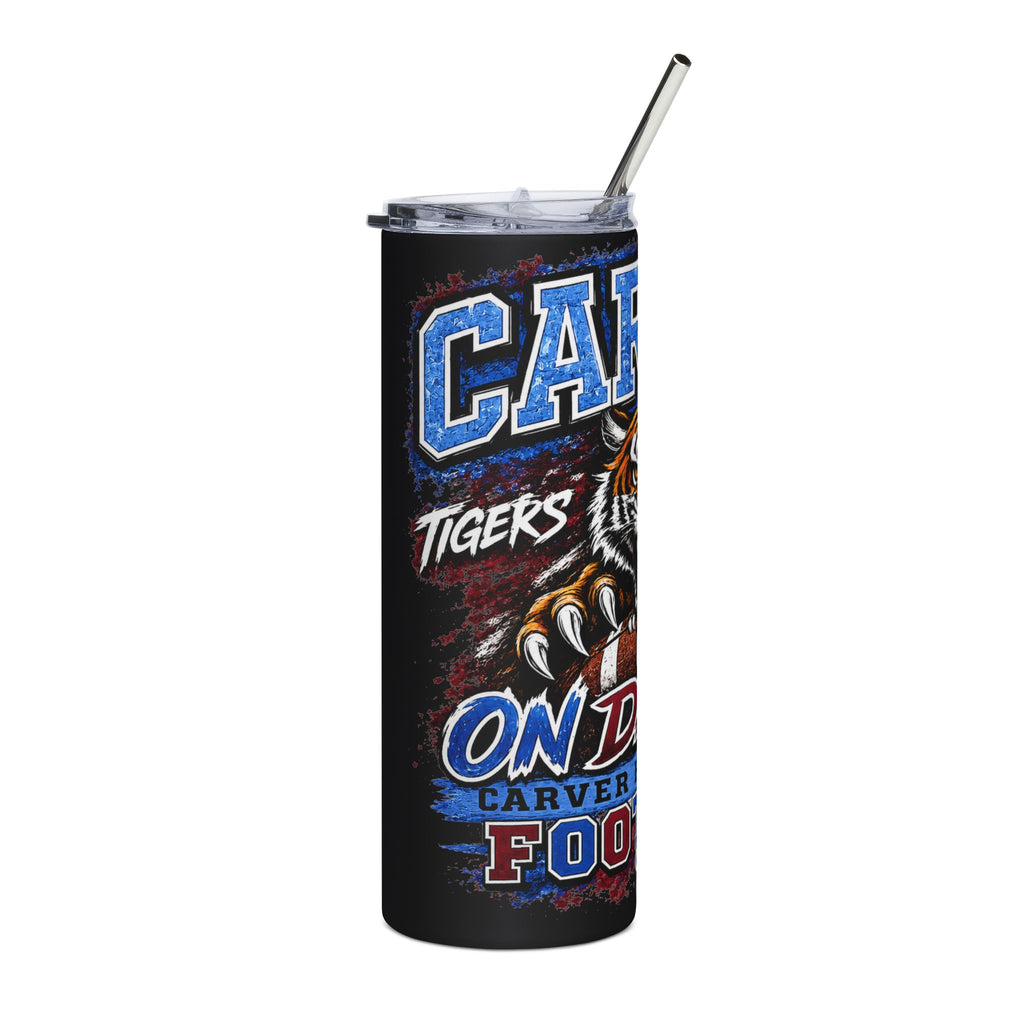 Carver High School Football Skinny Tumbler | Tigers Spirit Insulated Cup with Straw
