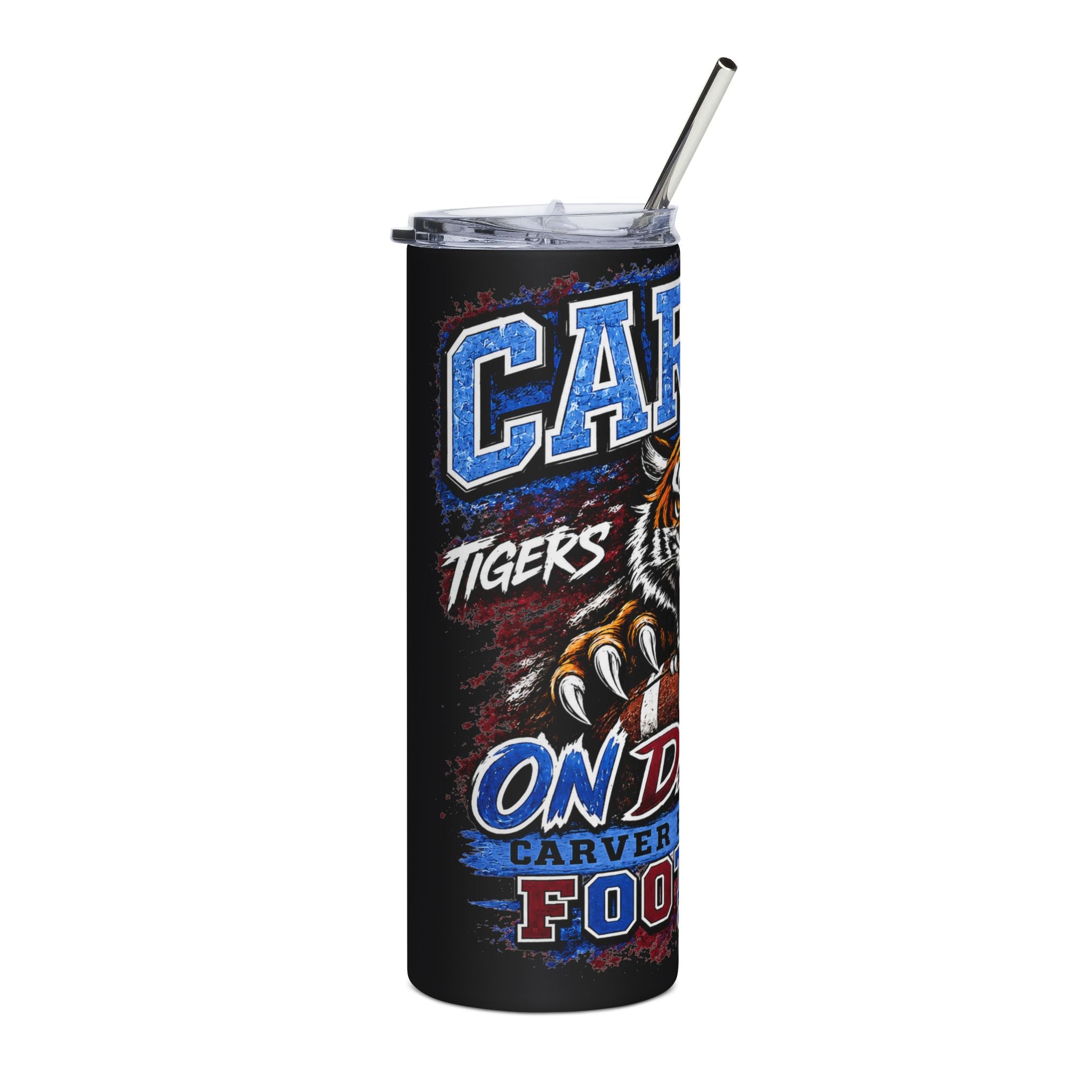 Carver High School Football Skinny Tumbler | Tigers Spirit Insulated Cup with Straw