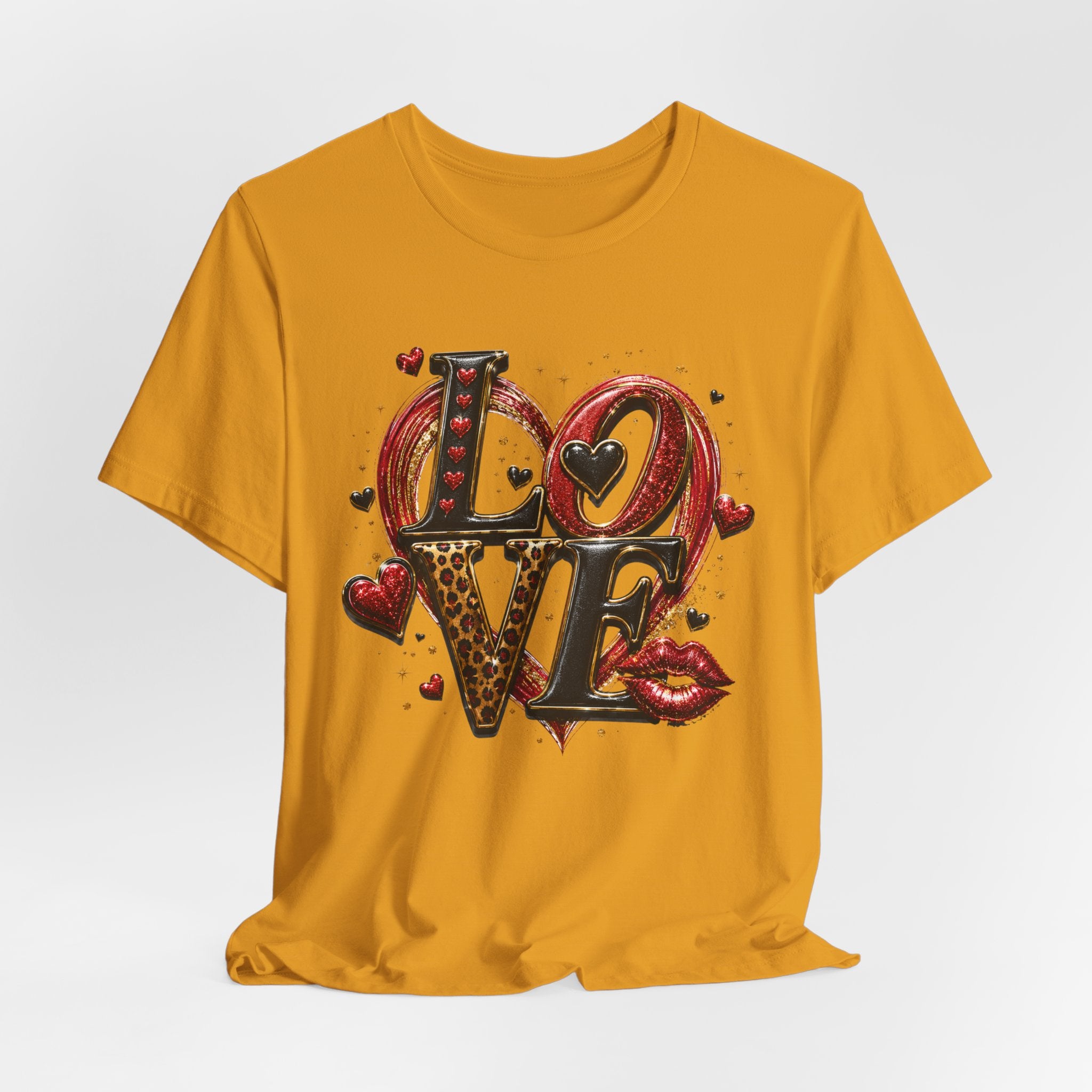 LOVE – Leopard Print & Glitter Valentine's Day T-Shirt