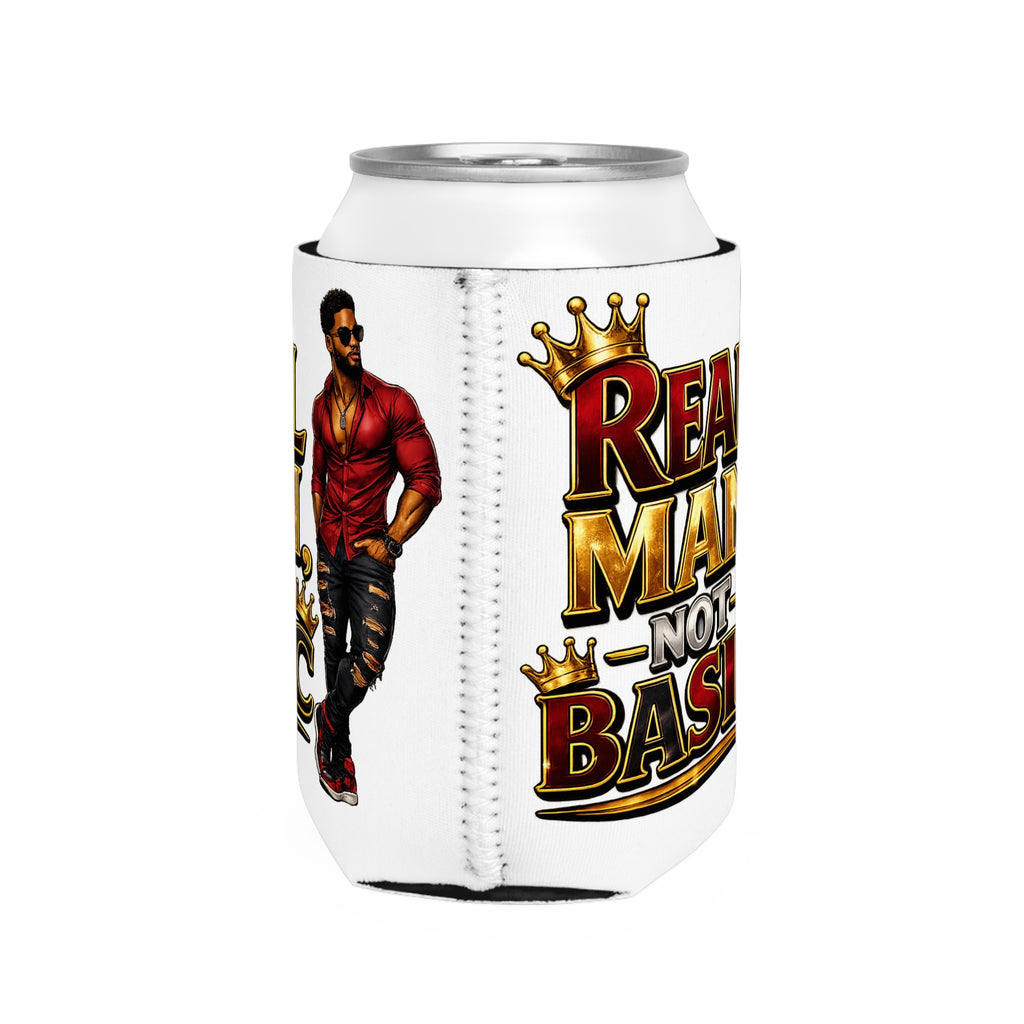 Real Man, Not Basic Can Cooler Sleeve | King Crown Beer & Soda Koozie