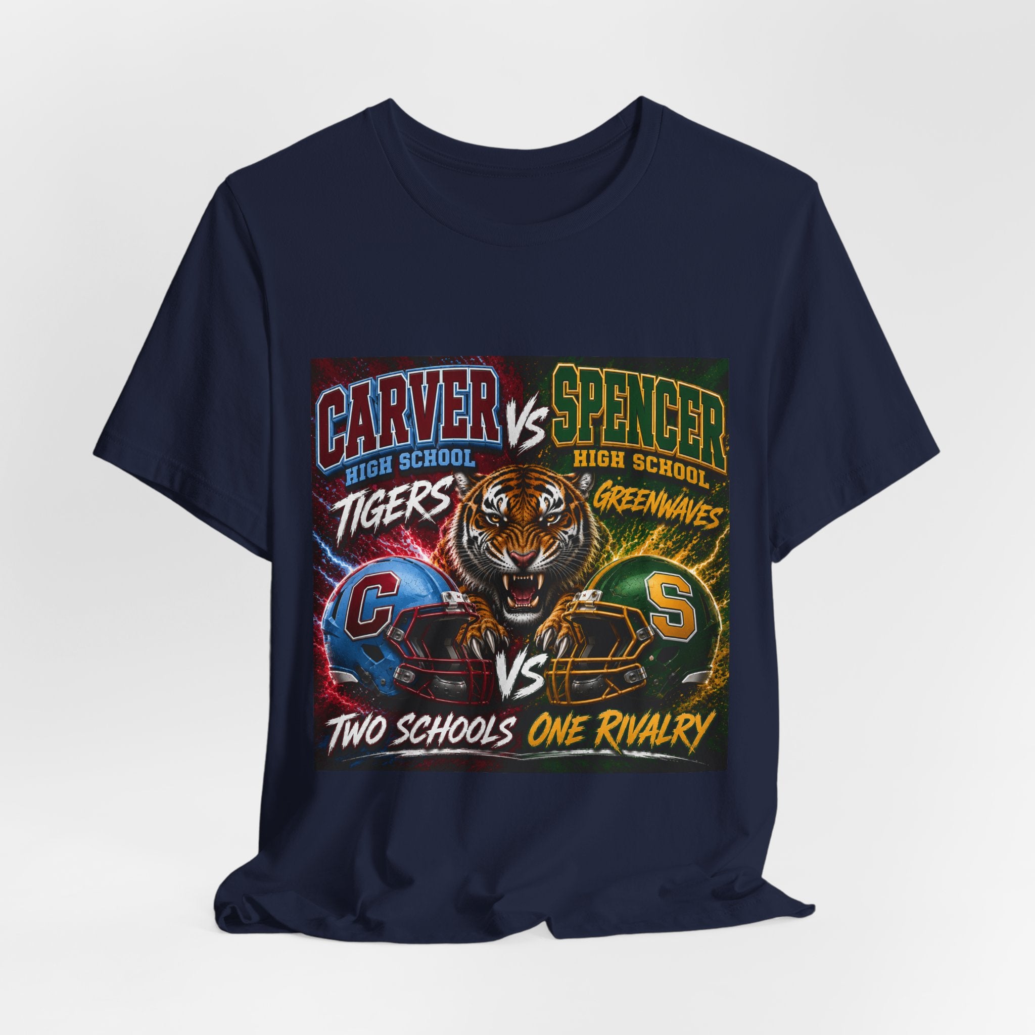 Carver vs Spencer High School Rivalry T-Shirt | Tigers vs Greenwaves Two Schools One Rivalry Tee