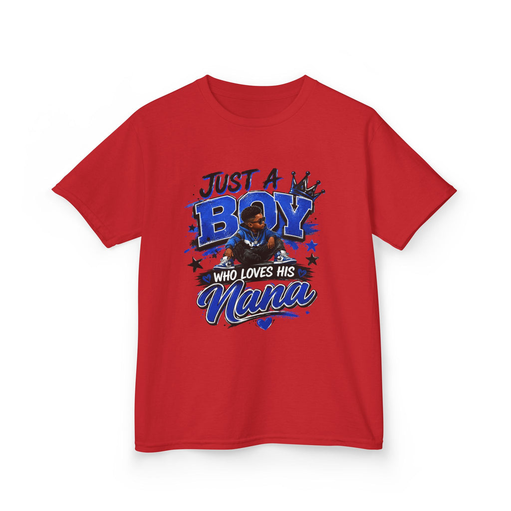 Just a Boy Who Loves His Nana T-Shirt | Hip Hop Kids Graphic Tee | Nana Gift Shirt for Boys