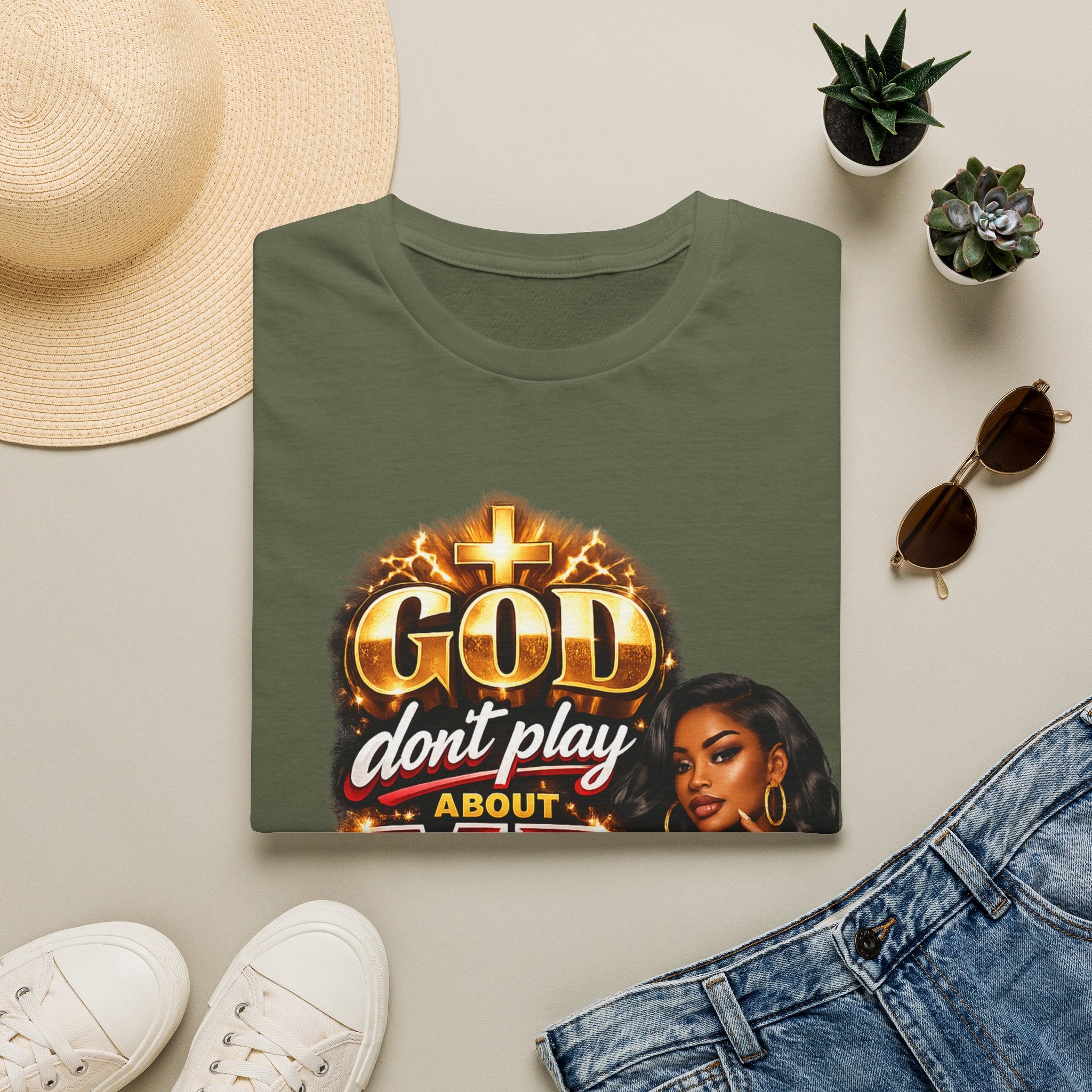 God Don't Play About Me T-Shirt | Faith & Confidence Tee | Bold Black Woman Graphic Tee