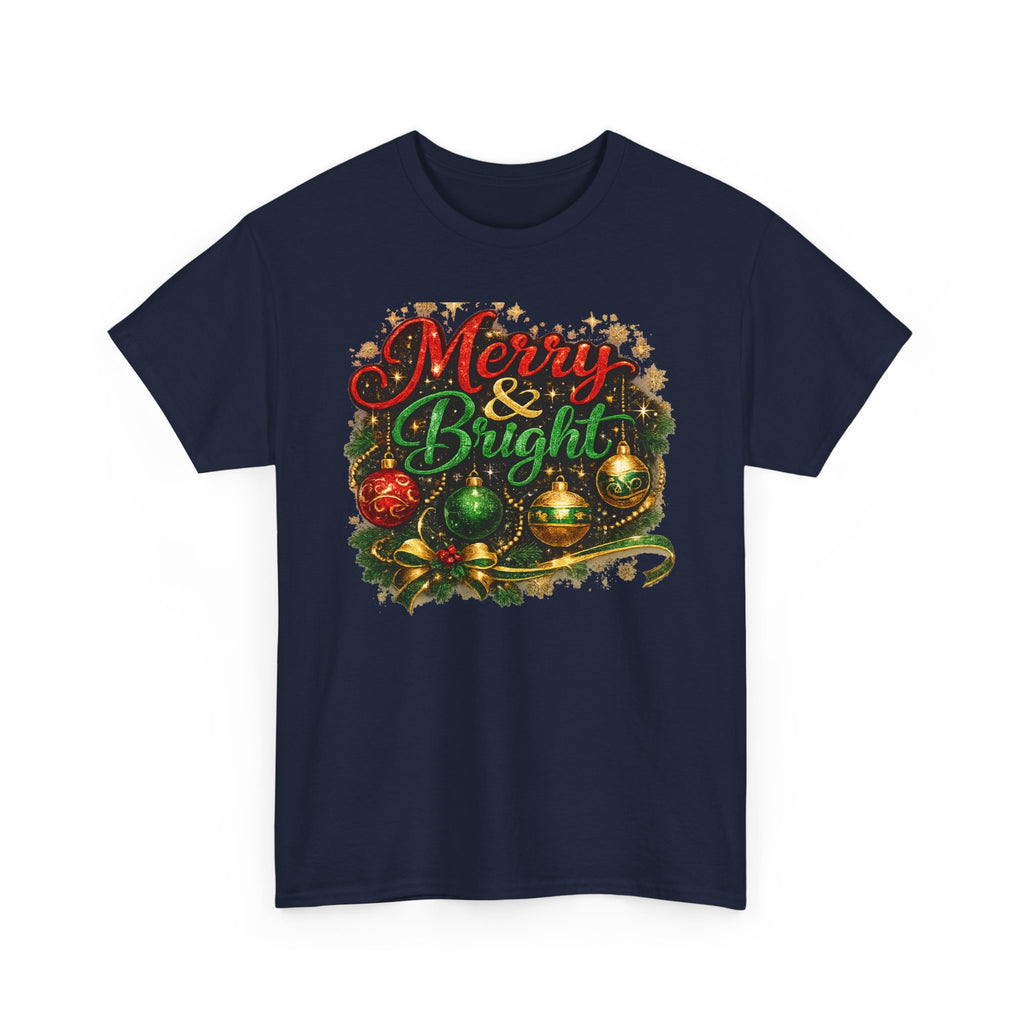Merry and Bright Christmas Shirt – Glitter Holiday Tee | Classic Christmas Gift