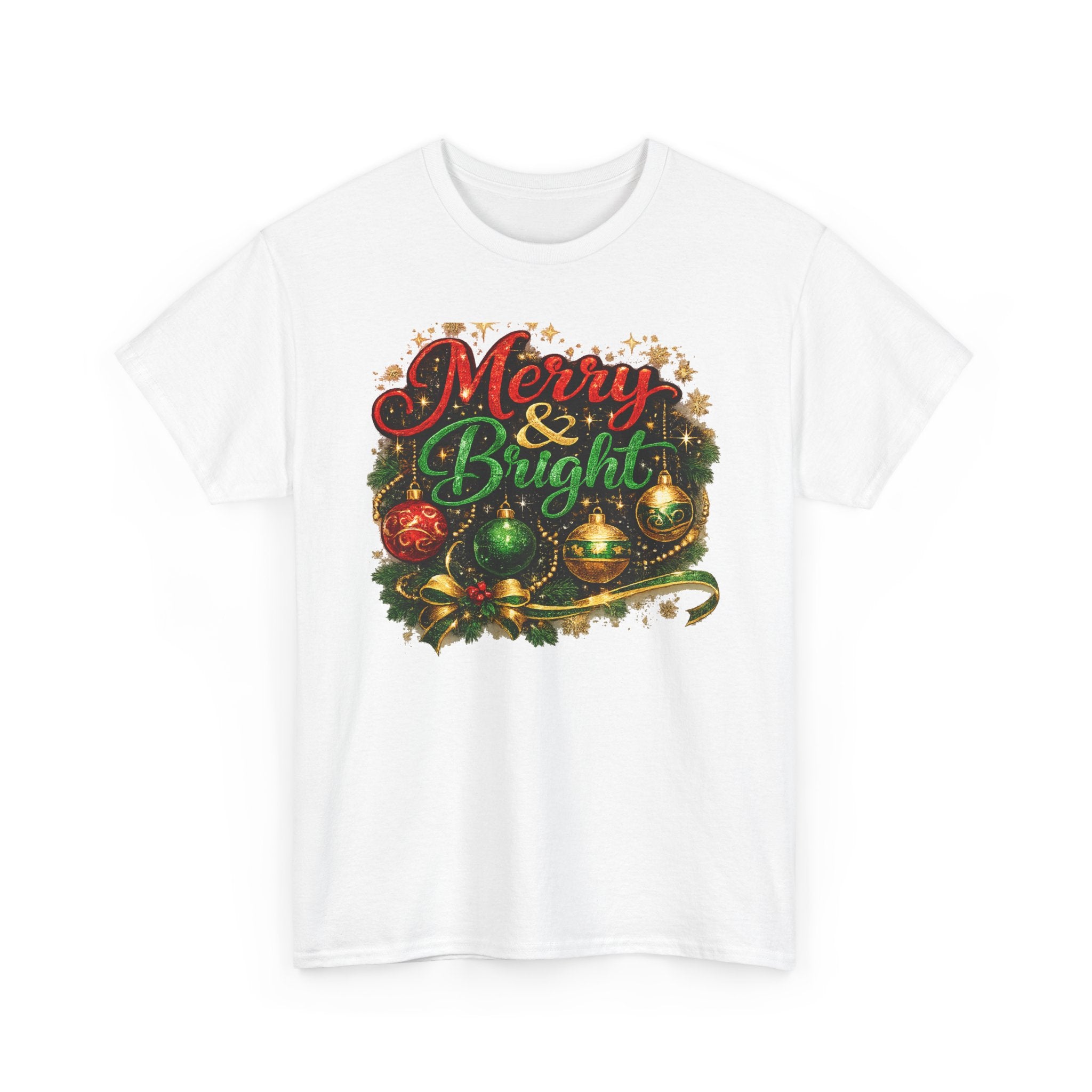 Merry and Bright Christmas Shirt – Glitter Holiday Tee | Classic Christmas Gift