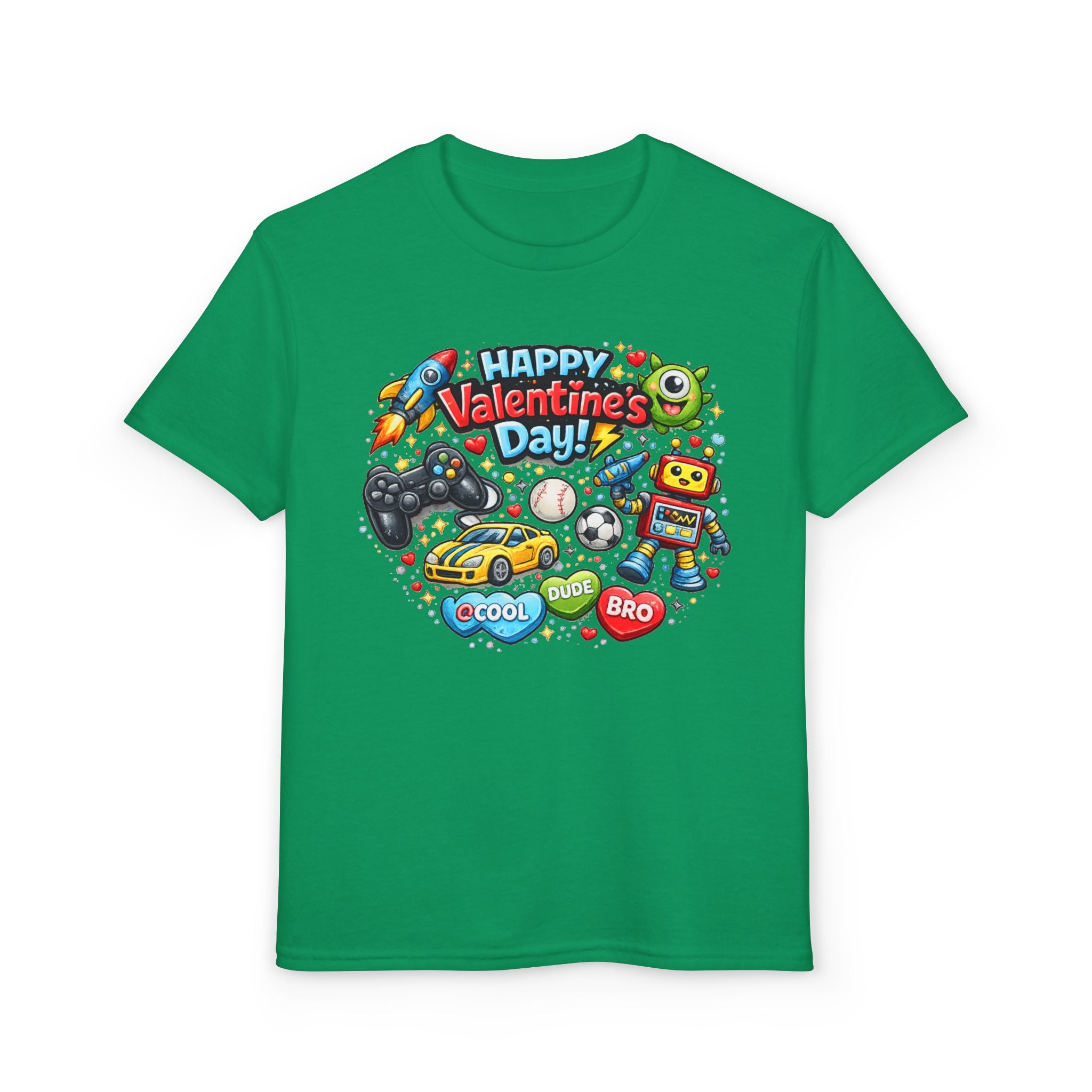 Happy Valentine's Day Cool Dude Bro Youth T-Shirt – Boys Gamer Robot Tee