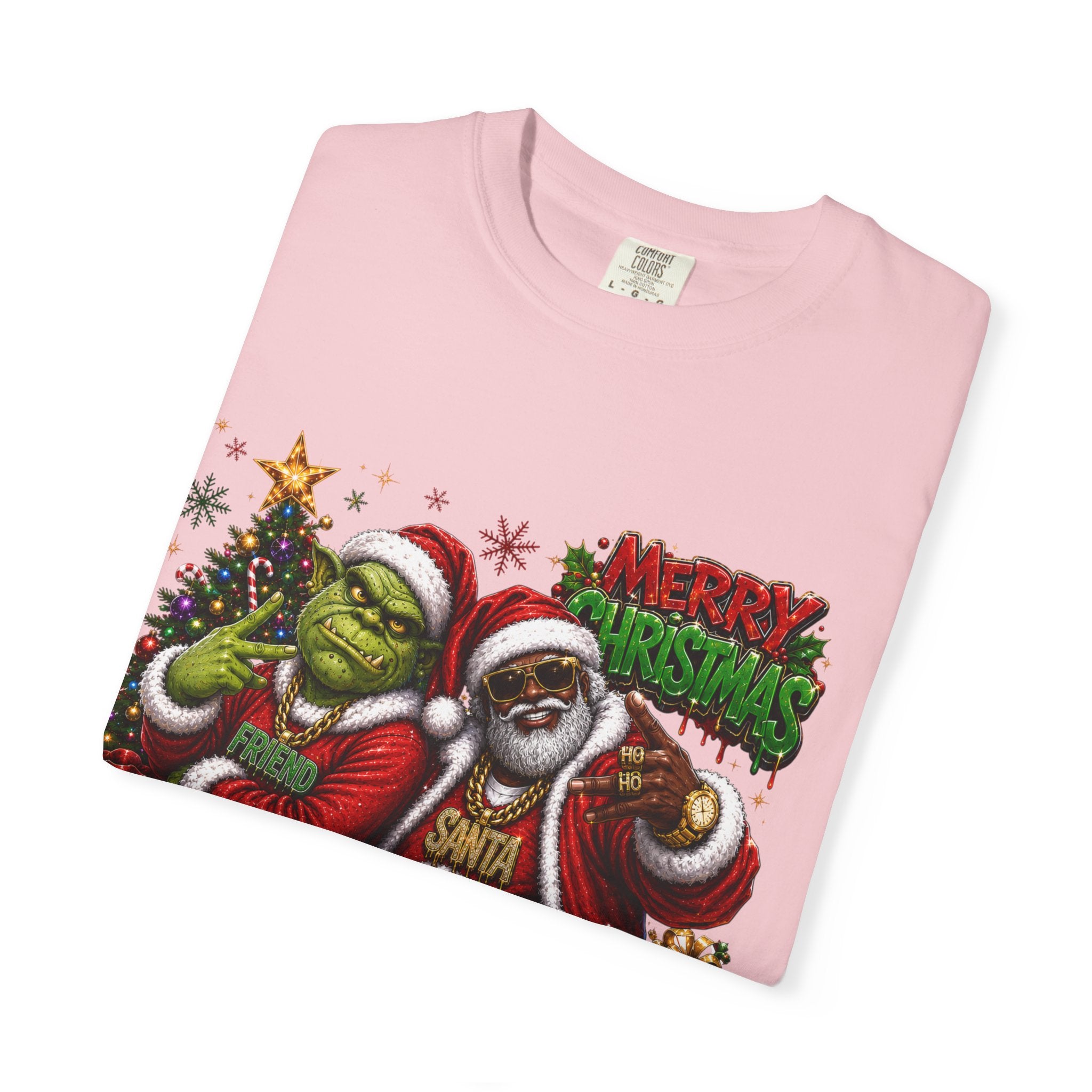 Santa and Friend Merry Christmas Shirt – Hip Hop Holiday Tee | Funny Christmas Gift