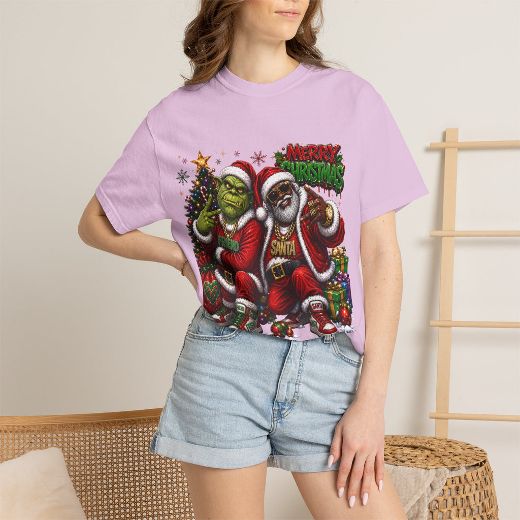 Santa and Friend Merry Christmas Shirt – Hip Hop Holiday Tee | Funny Christmas Gift