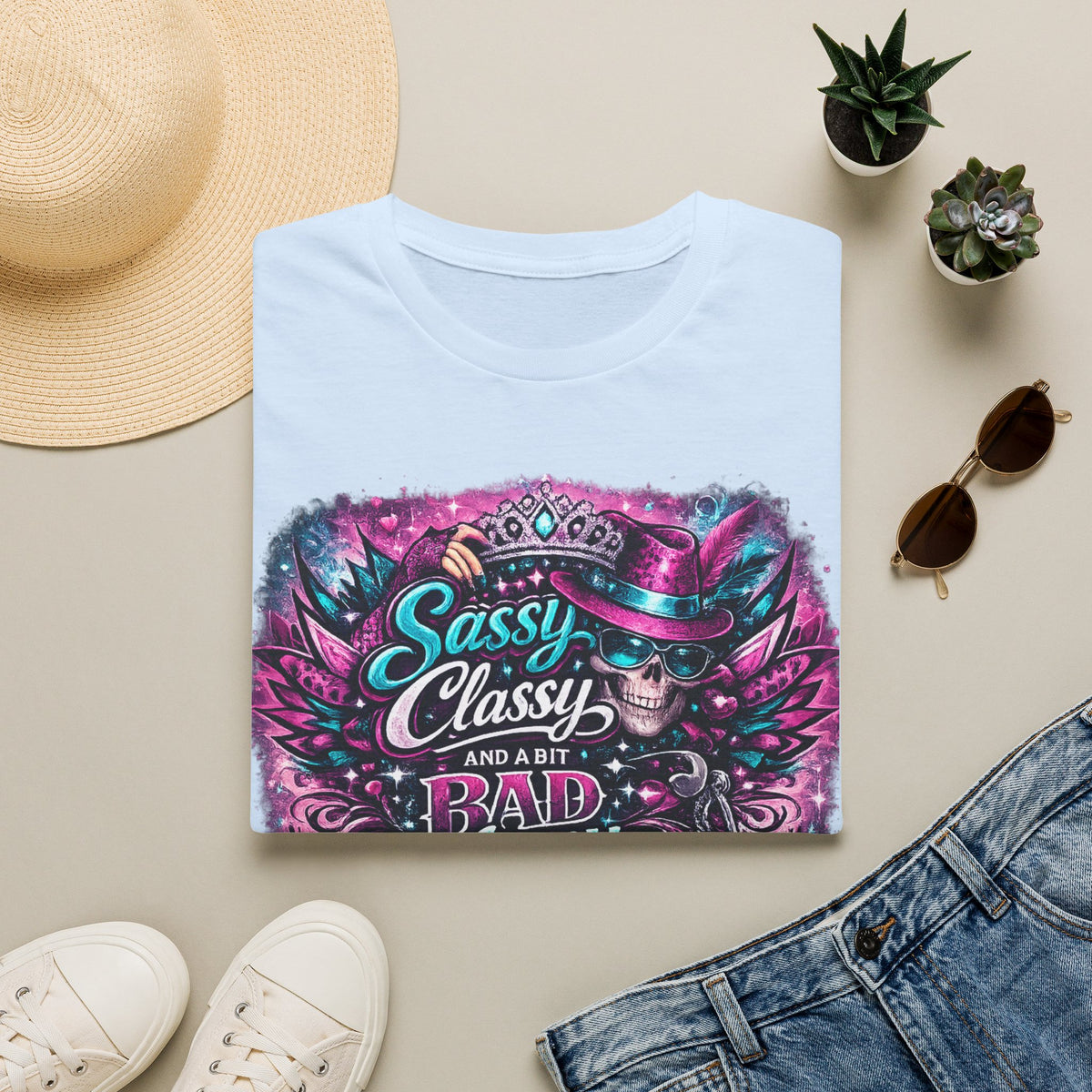 Sassy Classy And A Bit Bad Assey T-Shirt | Skeleton Queen Women's Graphic Tee