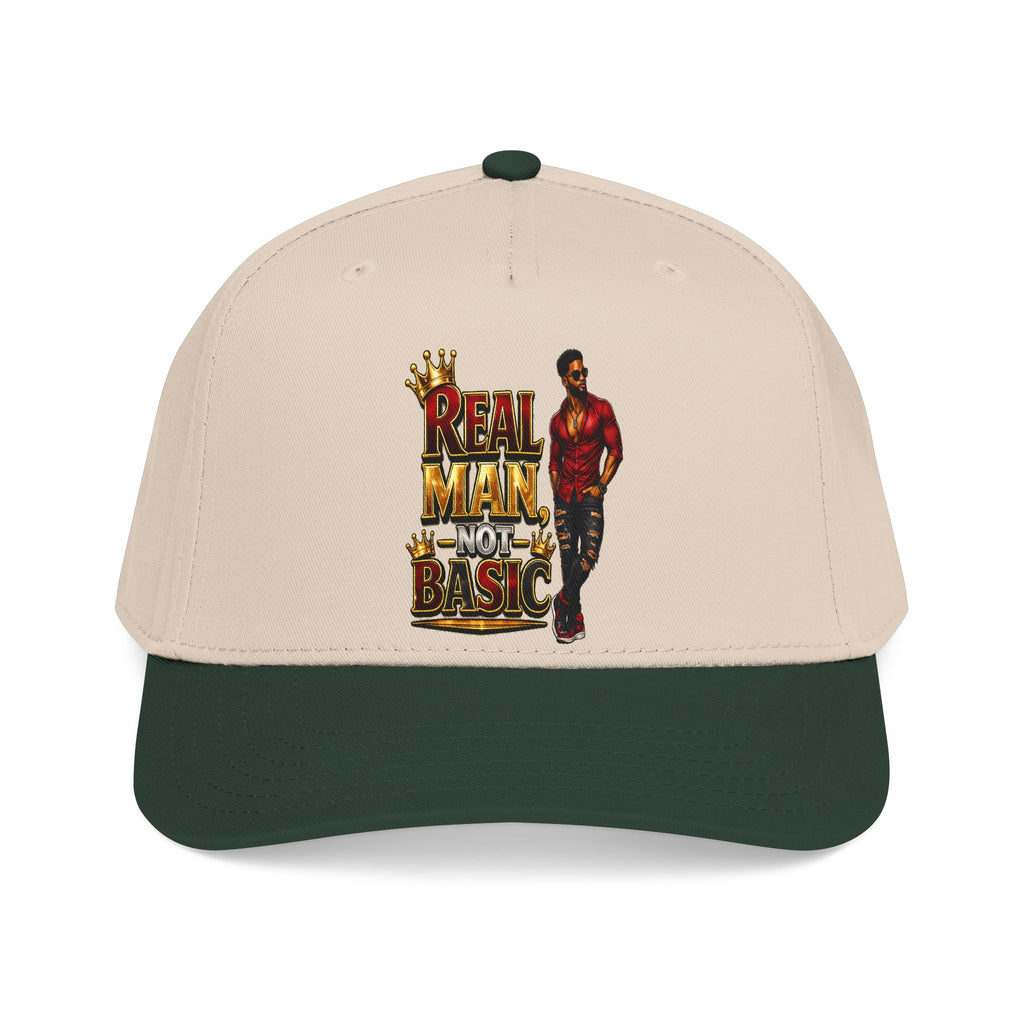 Real Man, Not Basic Ball Cap | King Crown Embroidered Snapback Hat