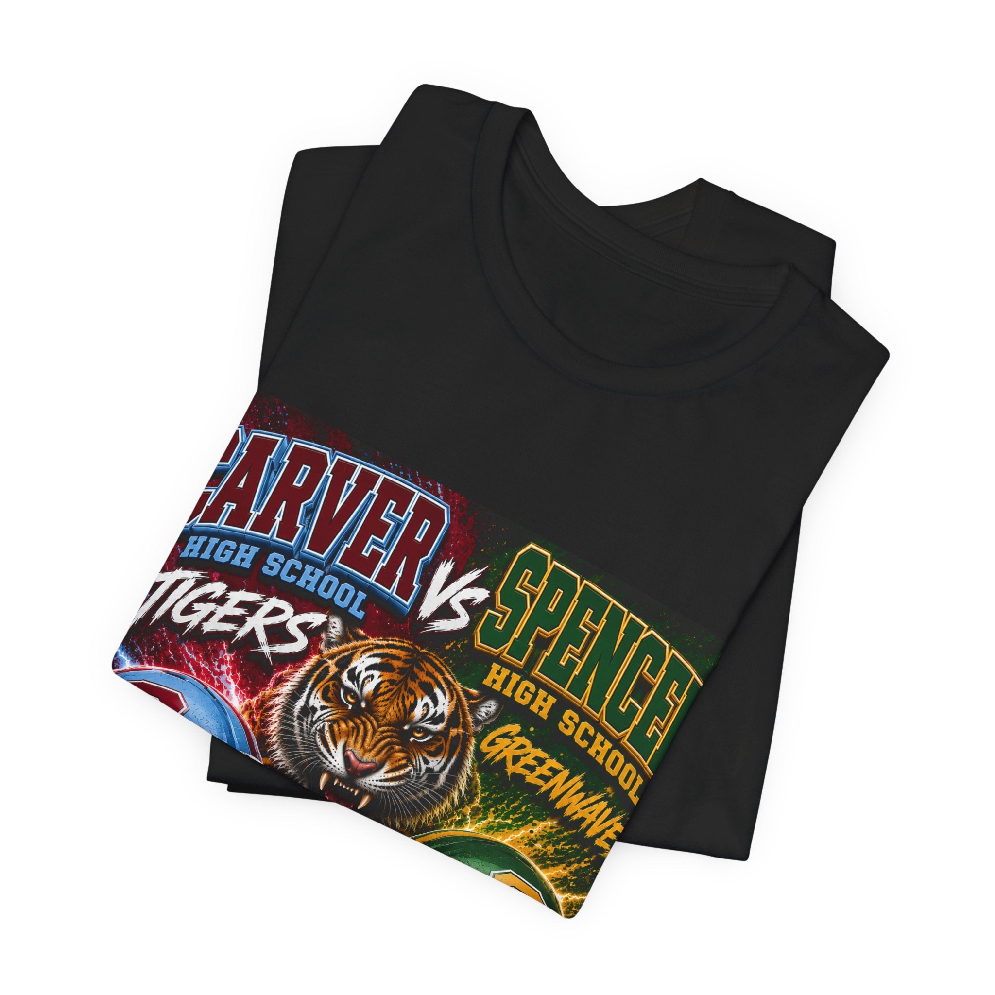 Carver vs Spencer High School Rivalry T-Shirt | Tigers vs Greenwaves Two Schools One Rivalry Tee