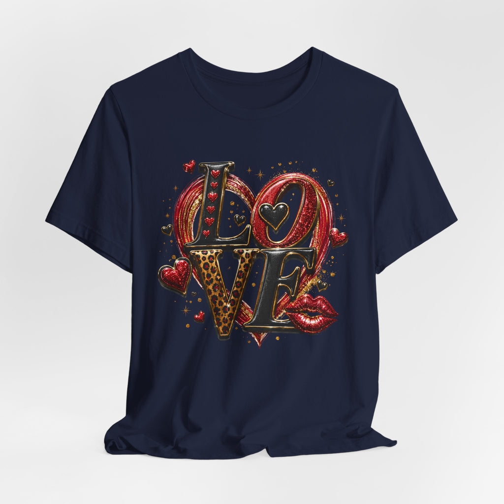 LOVE – Leopard Print & Glitter Valentine's Day T-Shirt
