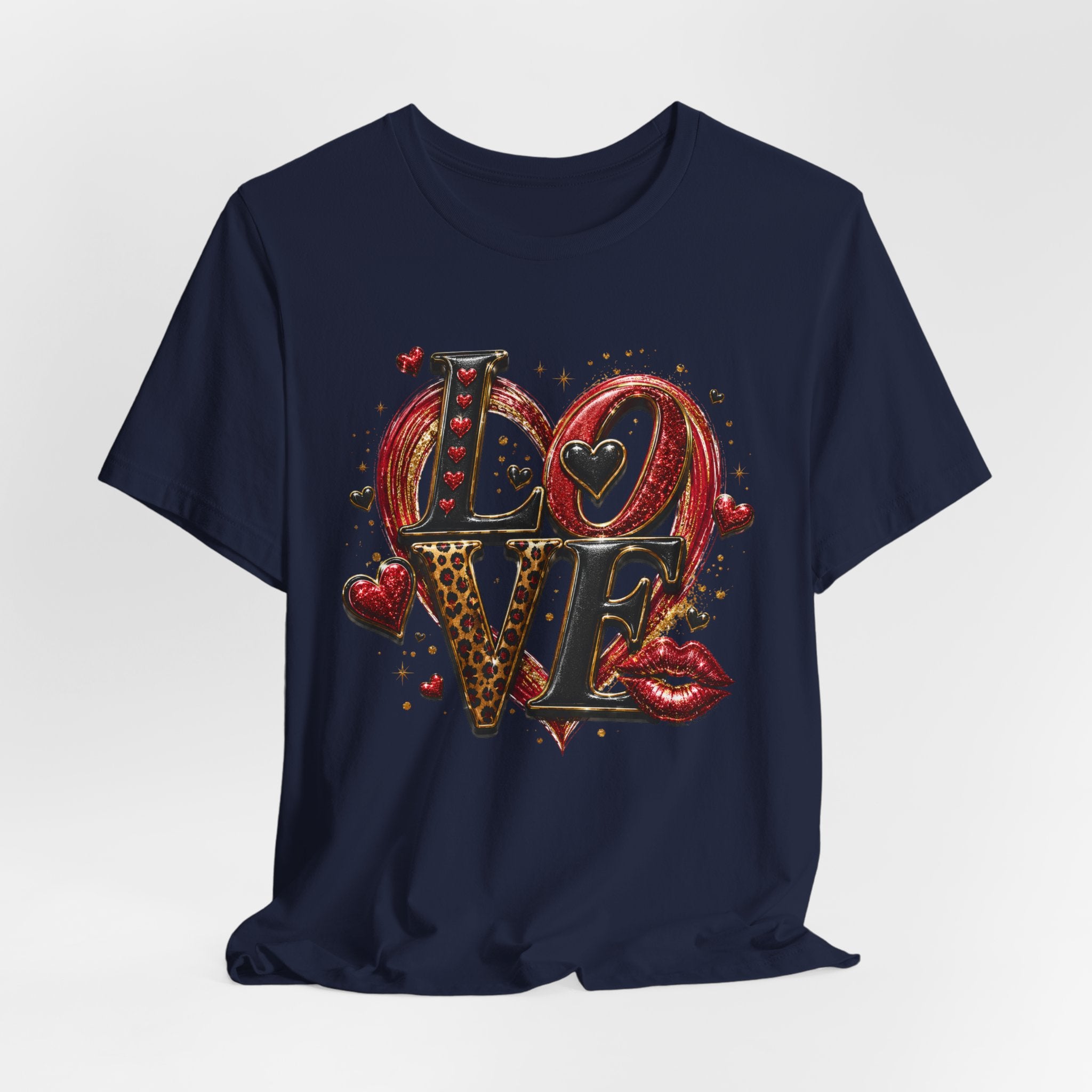 LOVE – Leopard Print & Glitter Valentine's Day T-Shirt