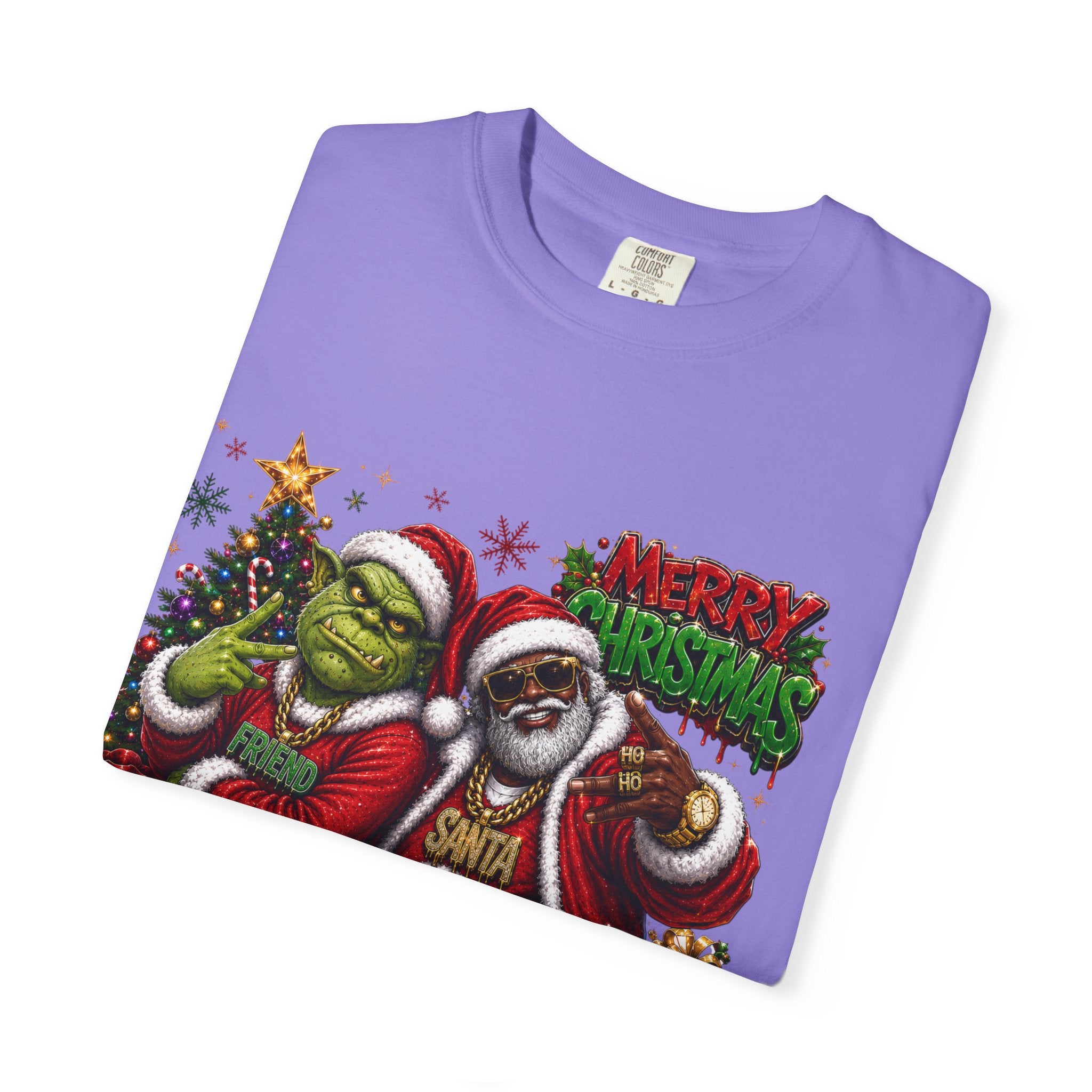 Santa and Friend Merry Christmas Shirt – Hip Hop Holiday Tee | Funny Christmas Gift