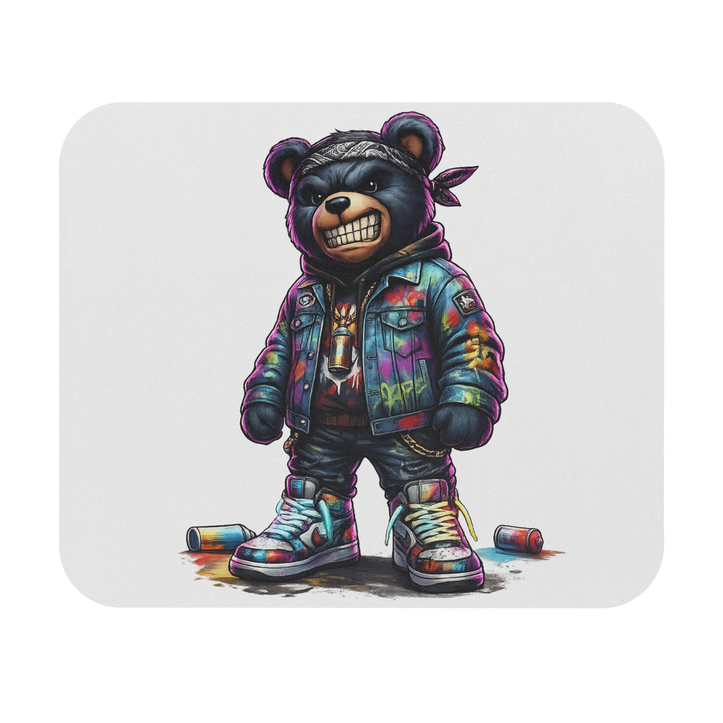 Gangsta Bear Mouse Pad – Bold Street Art Graffiti Graphic Desk Accessory