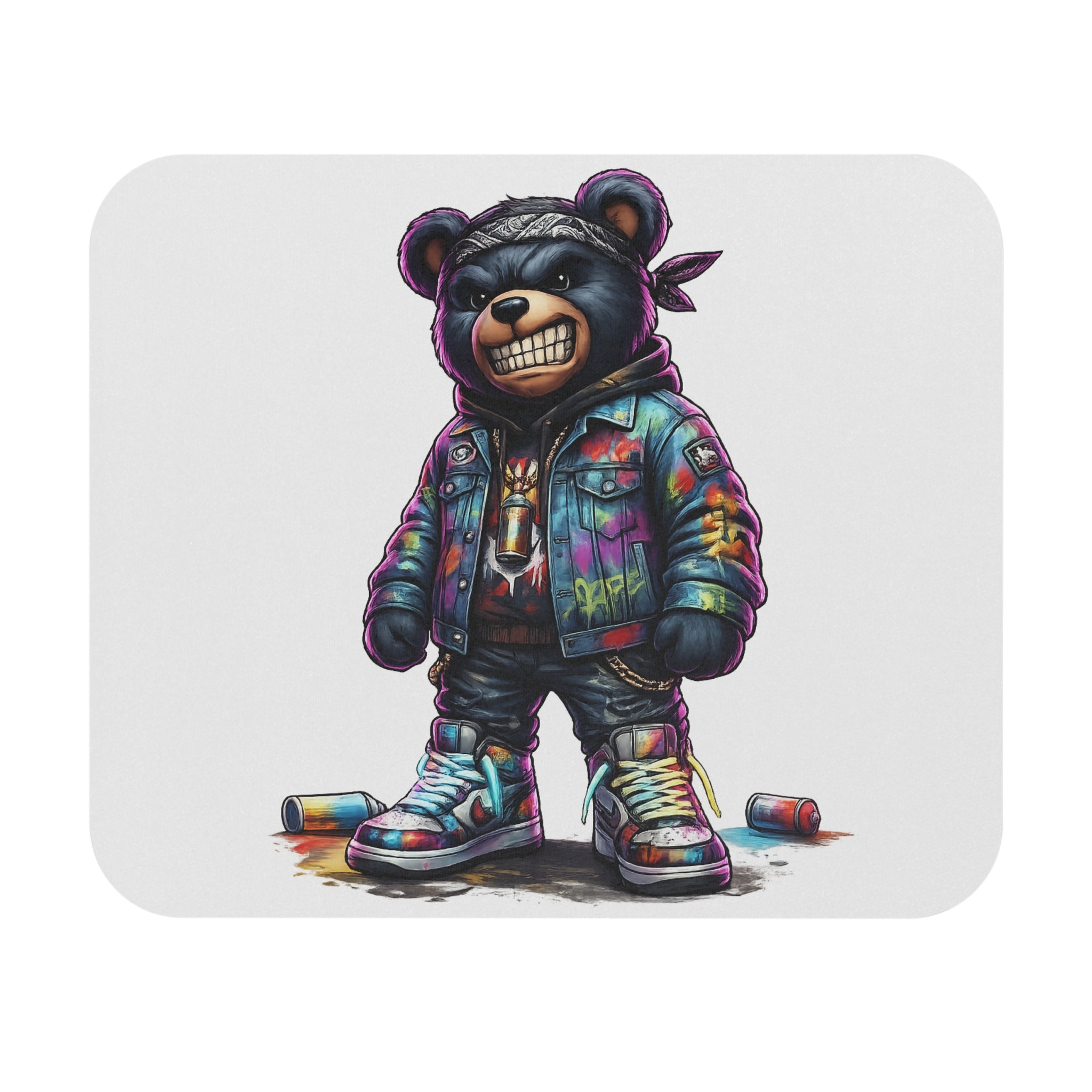 Gangsta Bear Mouse Pad – Bold Street Art Graffiti Graphic Desk Accessory