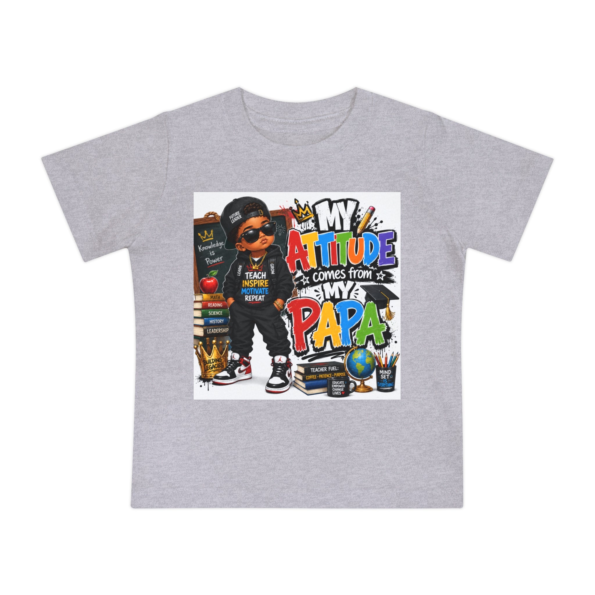 Baby T-Shirt "My Attitude Comes From My Papa" — Cute Hip-Hop Infant Tee for Grandparents, Daddy’s Little One, Gift for Father's Day