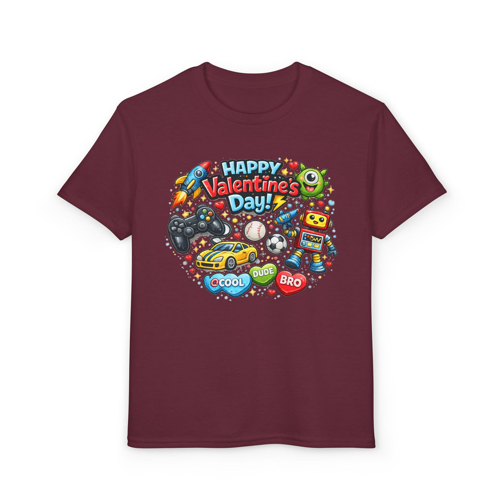Happy Valentine's Day Cool Dude Bro Youth T-Shirt – Boys Gamer Robot Tee